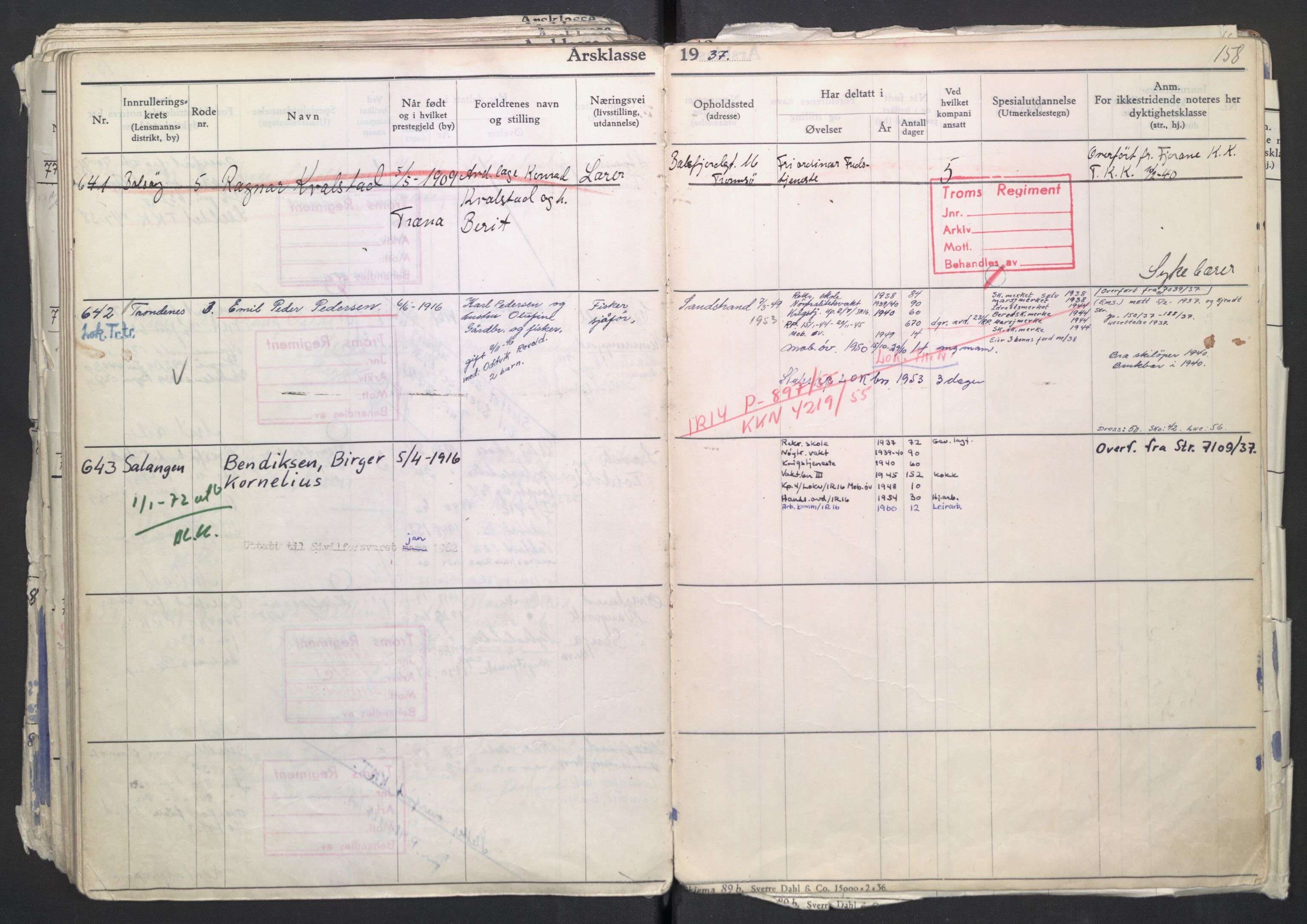 Forsvaret, Troms infanteriregiment nr. 16, AV/RA-RAFA-3146/P/Pa/L0007/0002: Ruller / Rulle for regimentets menige mannskaper, årsklasse 1937, 1937, p. 158