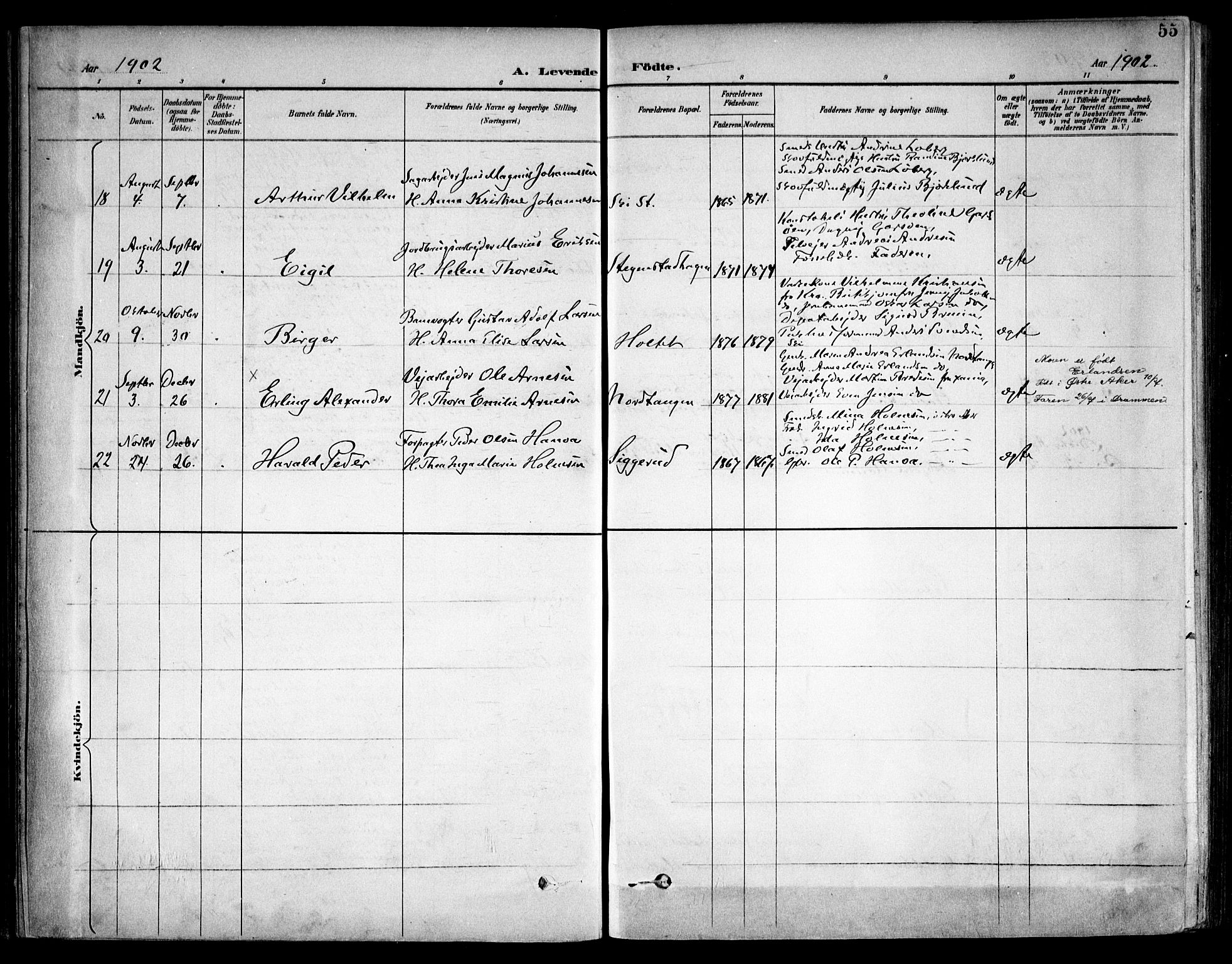 Kråkstad prestekontor Kirkebøker, AV/SAO-A-10125a/F/Fb/L0002: Parish register (official) no. II 2, 1893-1917, p. 55