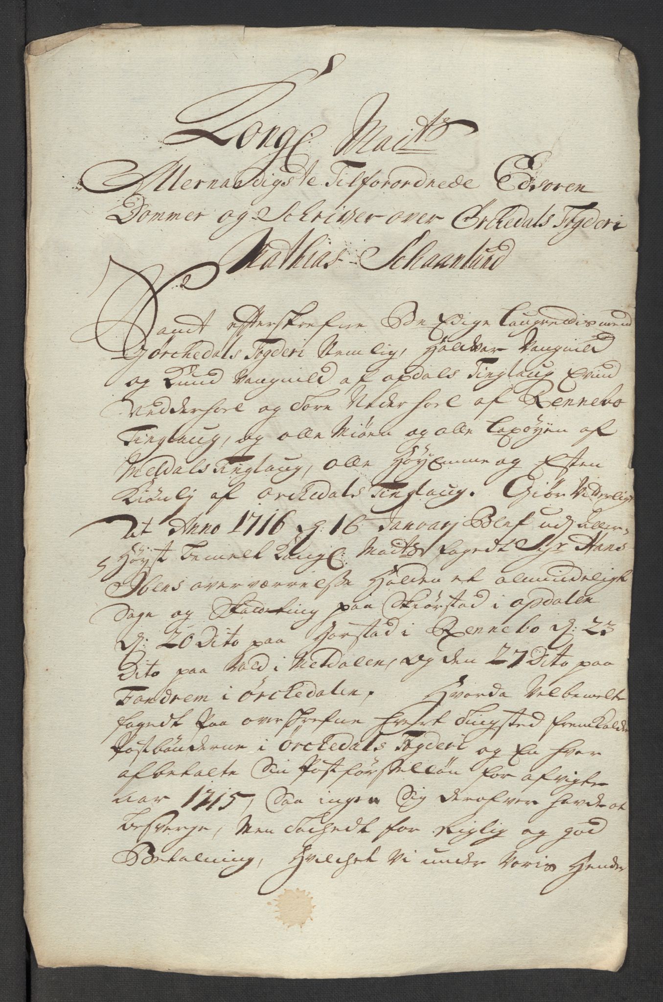 Rentekammeret inntil 1814, Reviderte regnskaper, Fogderegnskap, AV/RA-EA-4092/R60/L3966: Fogderegnskap Orkdal og Gauldal, 1715, p. 431