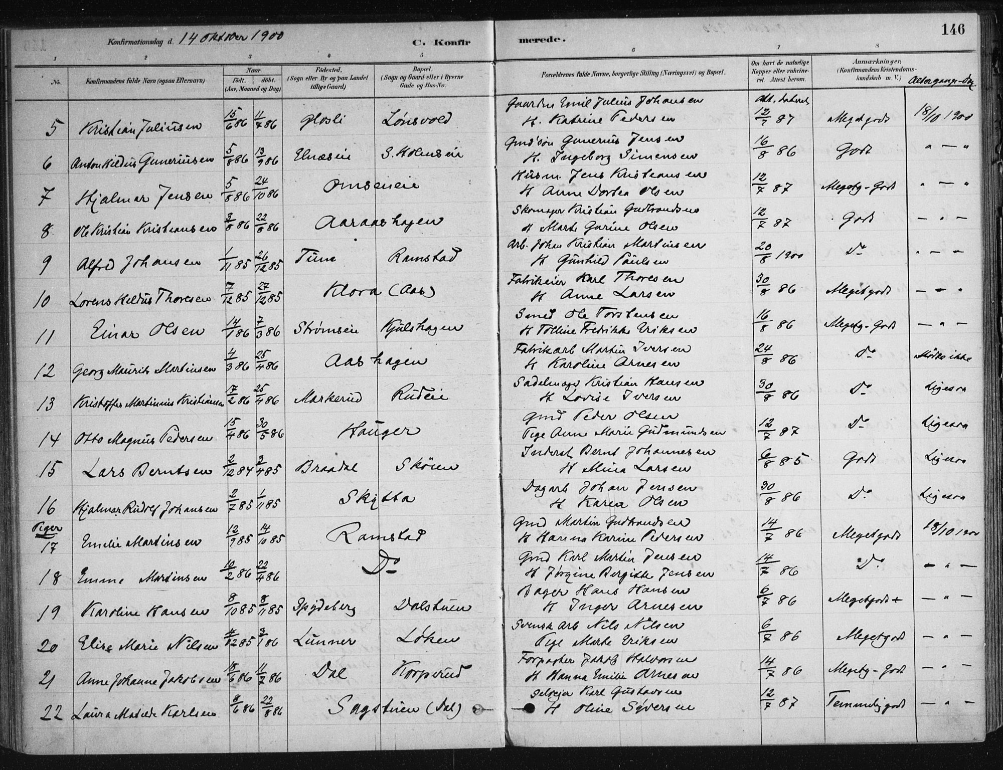 Nittedal prestekontor Kirkebøker, SAO/A-10365a/F/Fa/L0007: Parish register (official) no. I 7, 1879-1901, p. 146