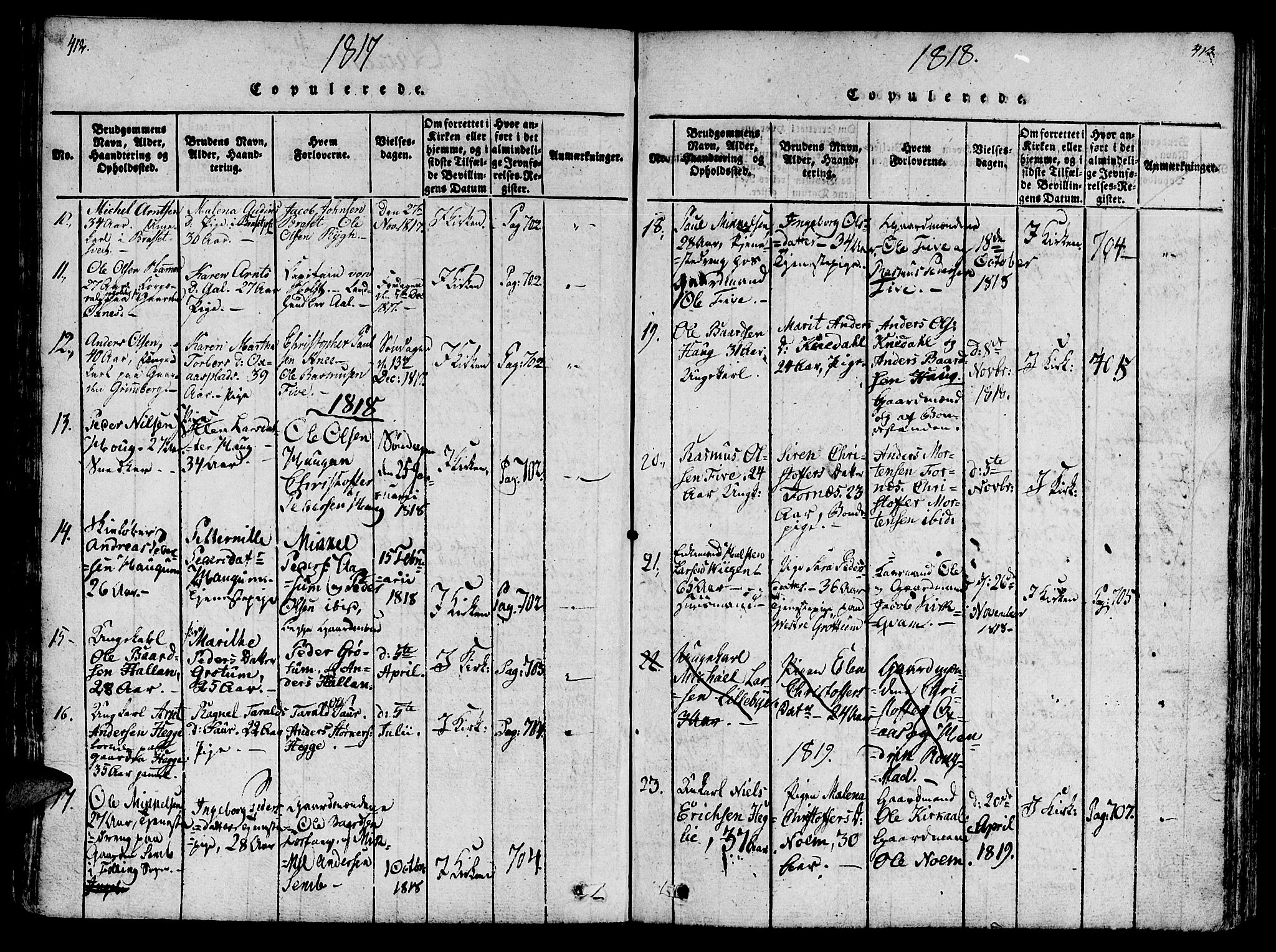 Ministerialprotokoller, klokkerbøker og fødselsregistre - Nord-Trøndelag, AV/SAT-A-1458/746/L0441: Parish register (official) no. 746A03 /2, 1816-1827, p. 412-413