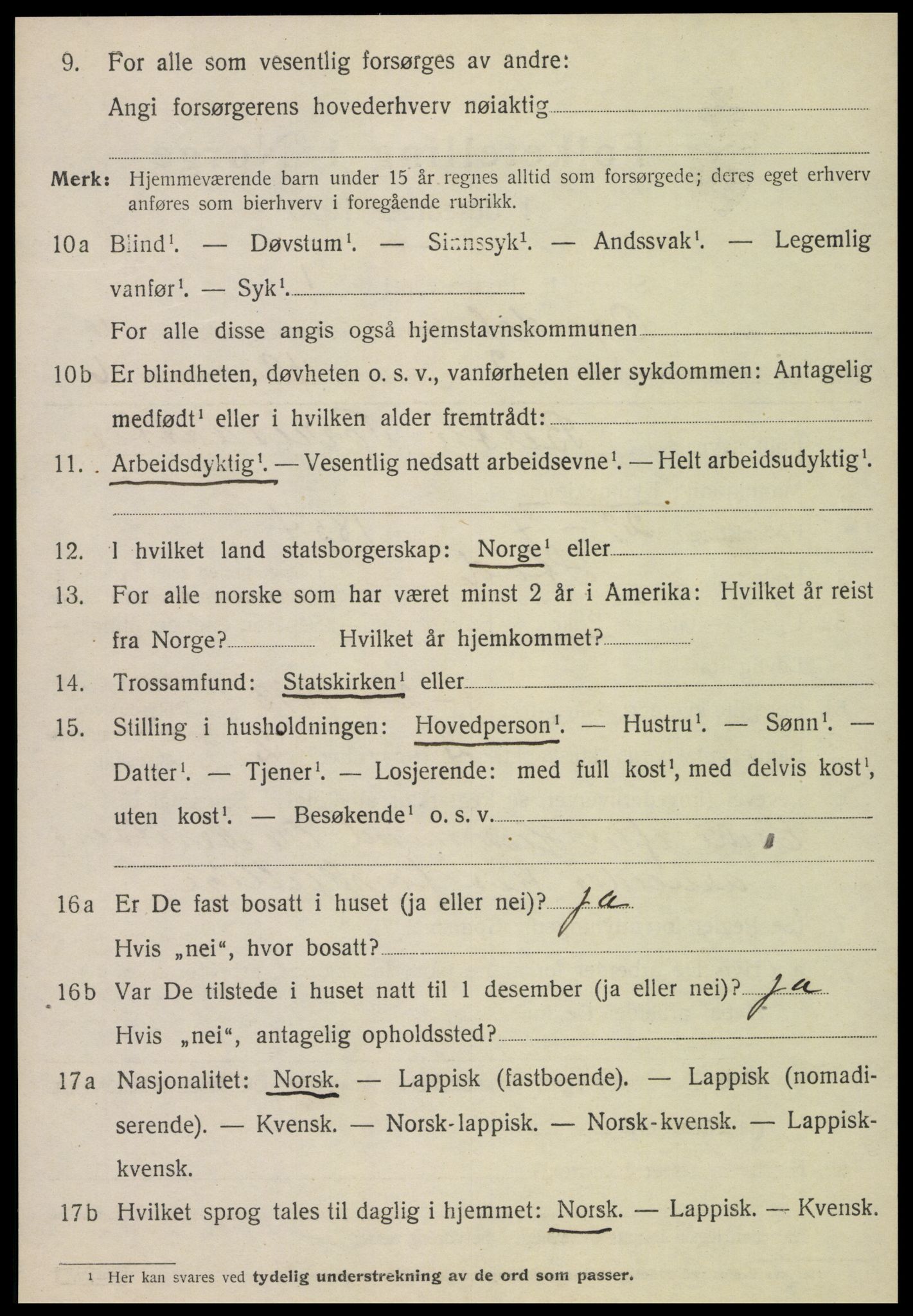 SAT, 1920 census for Ogndal, 1920, p. 2294