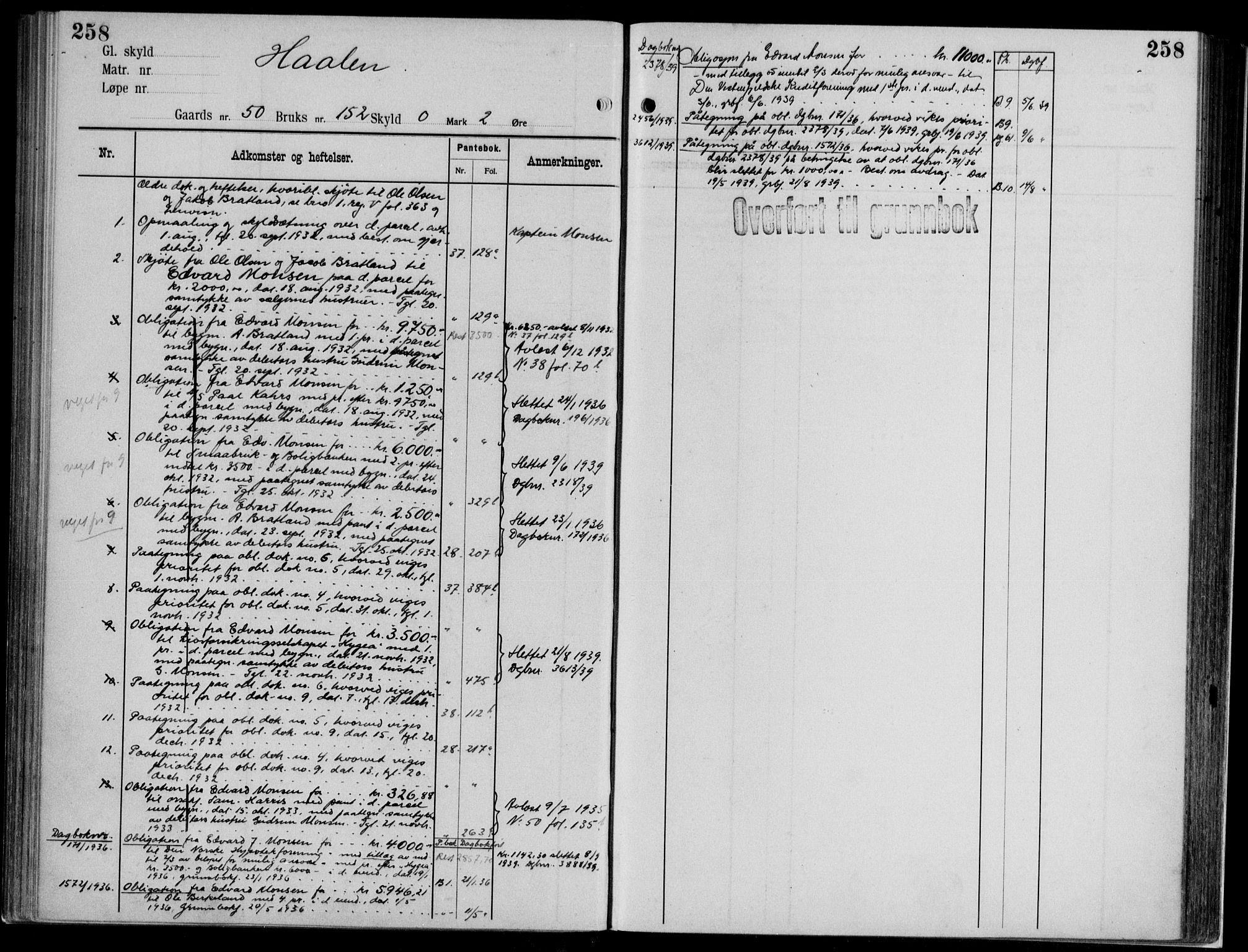 Midhordland sorenskriveri, AV/SAB-A-3001/1/G/Ga/Gab/L0112: Mortgage register no. II.A.b.112, p. 258