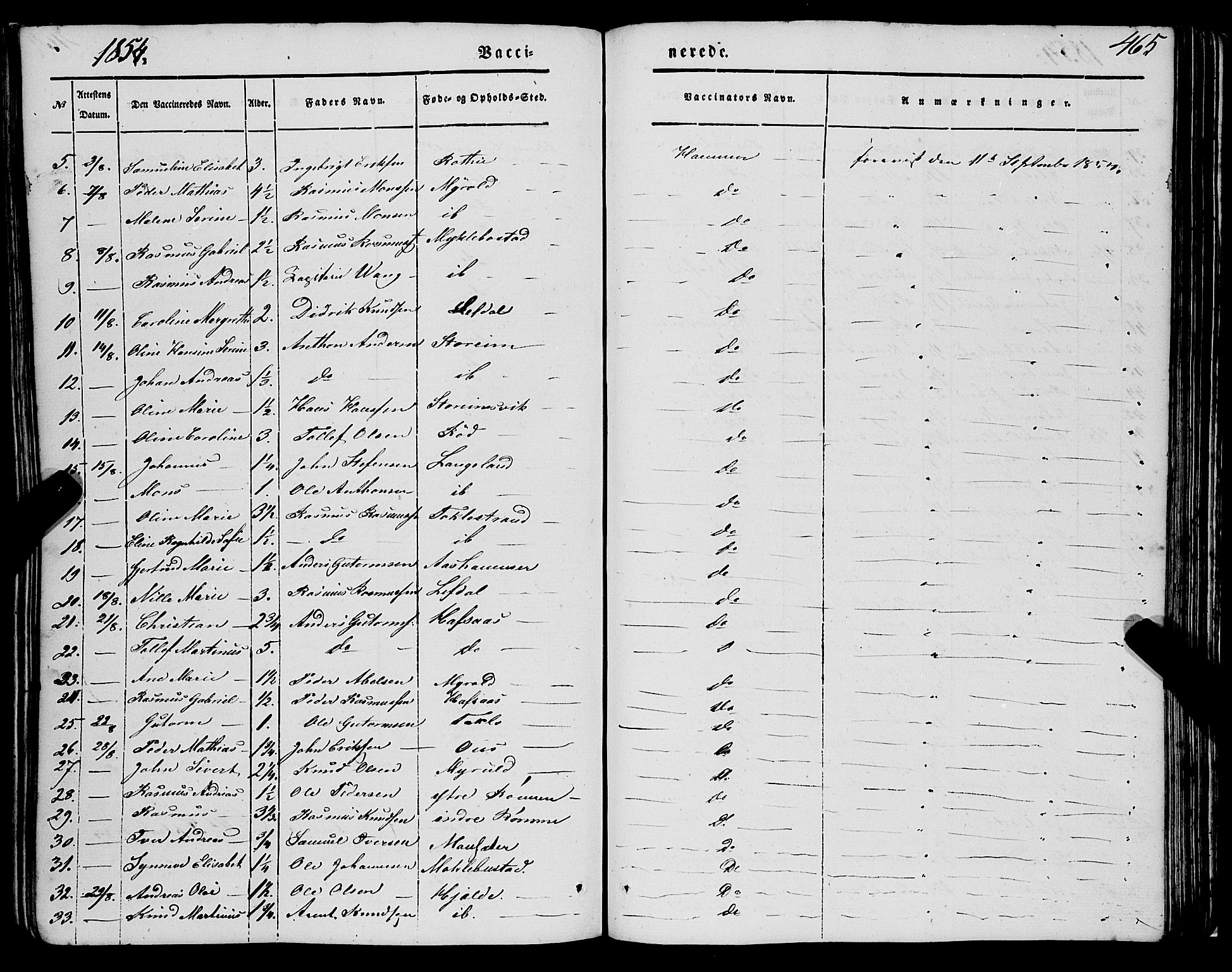 Eid sokneprestembete, AV/SAB-A-82301/H/Haa/Haaa/L0007: Parish register (official) no. A 7, 1844-1858, p. 465