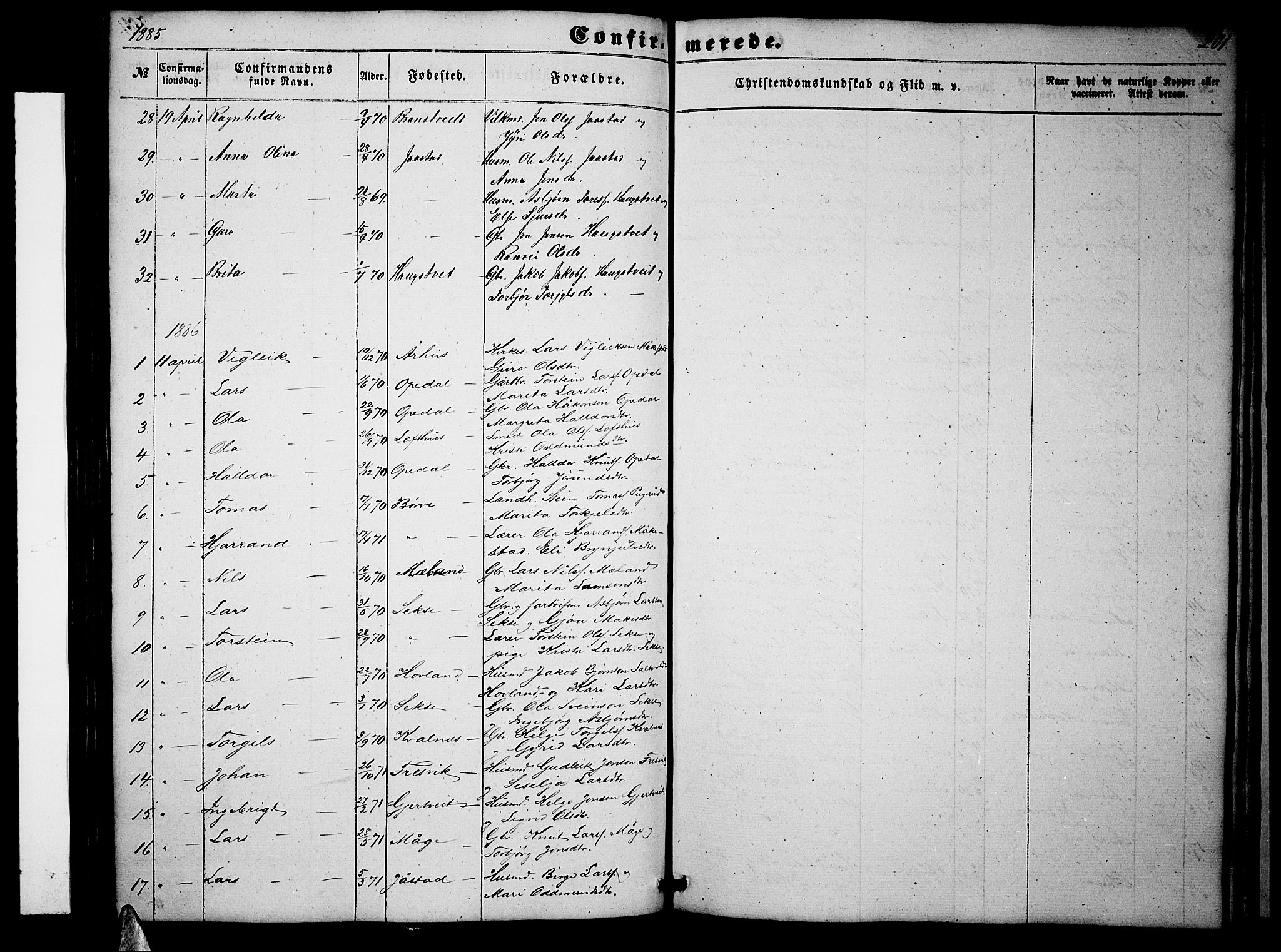 Ullensvang sokneprestembete, SAB/A-78701/H/Hab: Parish register (copy) no. B 10, 1858-1886, p. 201