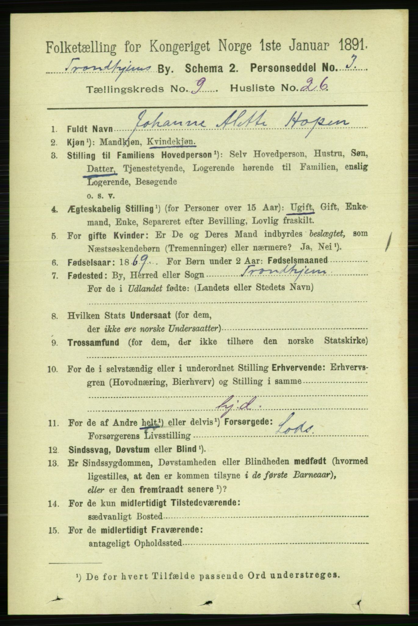 RA, 1891 census for 1601 Trondheim, 1891, p. 7946