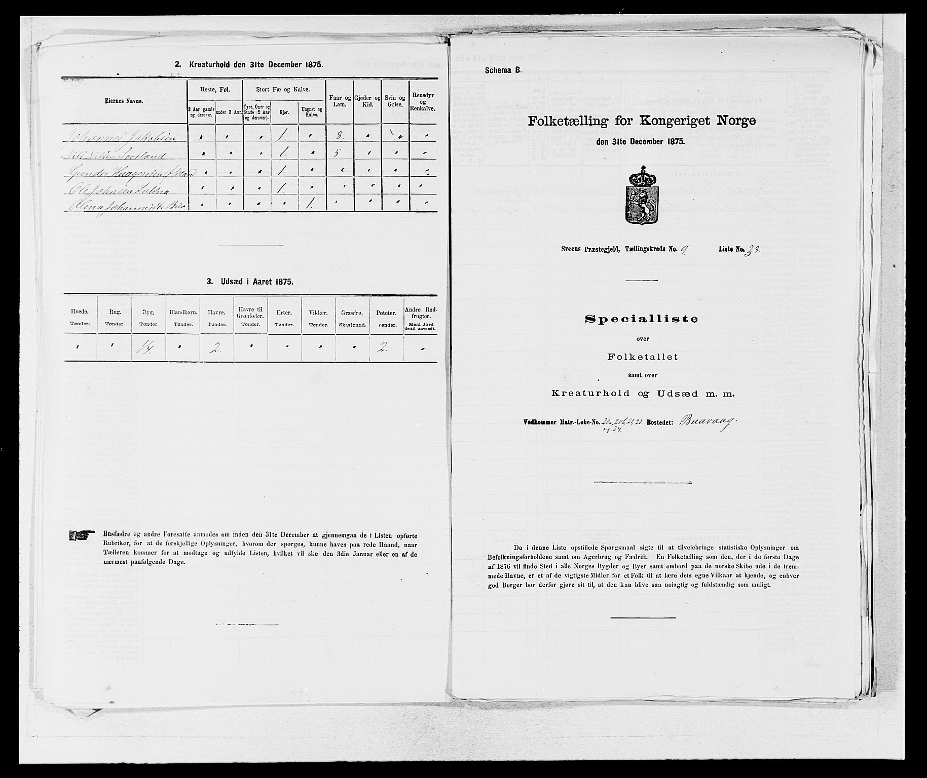 SAB, 1875 census for 1216P Sveio, 1875, p. 1175