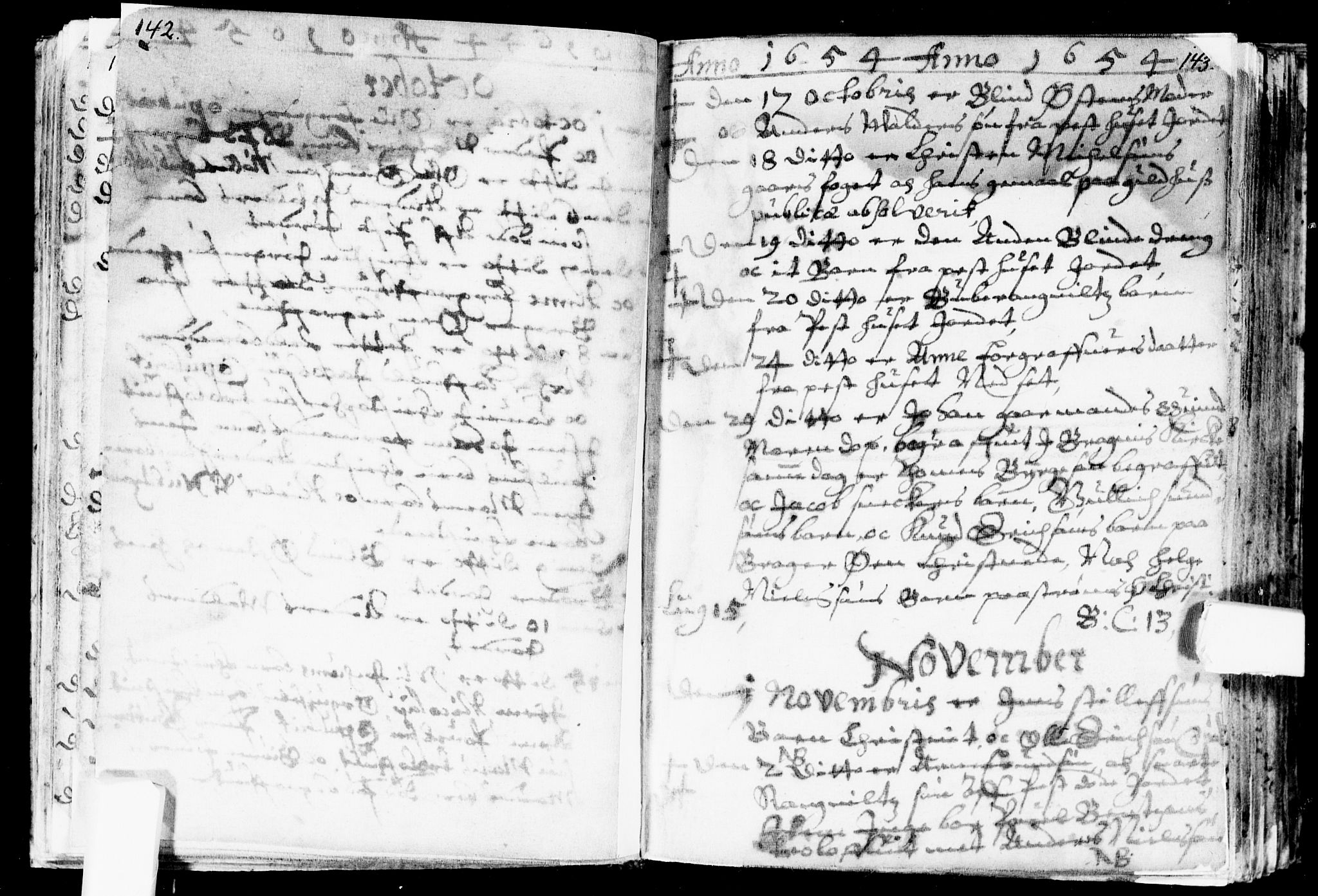 Bragernes kirkebøker, SAKO/A-6/F/Fa/L0001: Parish register (official) no. I 1, 1634-1662, p. 142-143