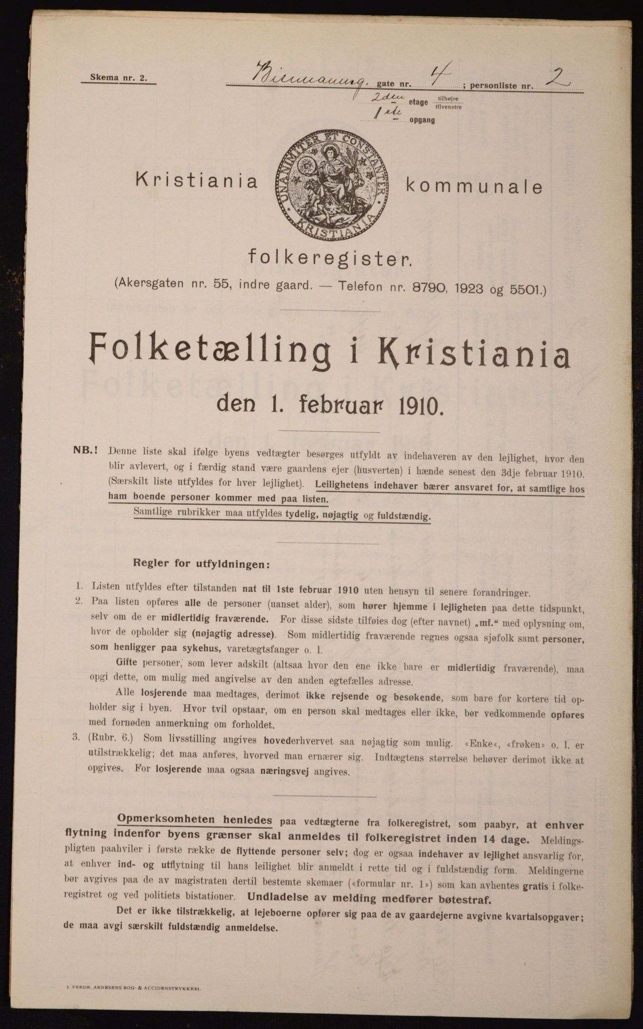 OBA, Municipal Census 1910 for Kristiania, 1910, p. 4608