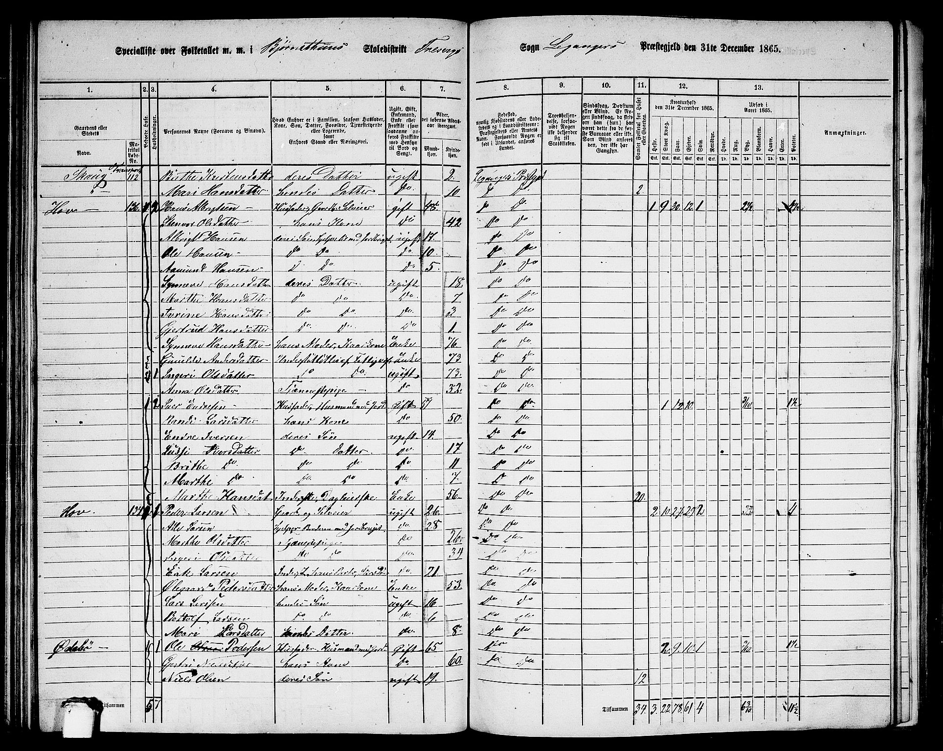 RA, 1865 census for Leikanger, 1865, p. 95