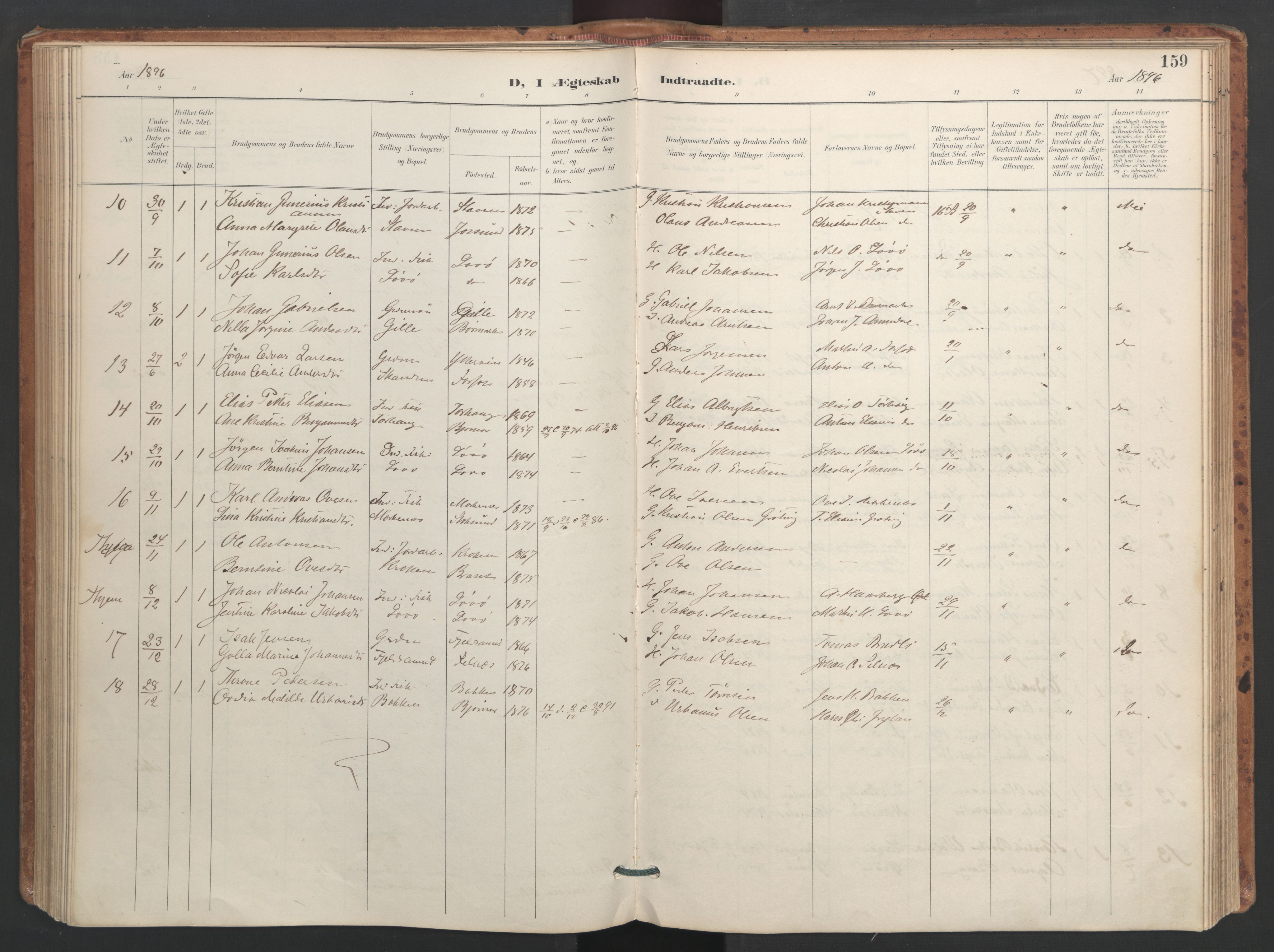 Ministerialprotokoller, klokkerbøker og fødselsregistre - Sør-Trøndelag, SAT/A-1456/655/L0681: Parish register (official) no. 655A10, 1895-1907, p. 159