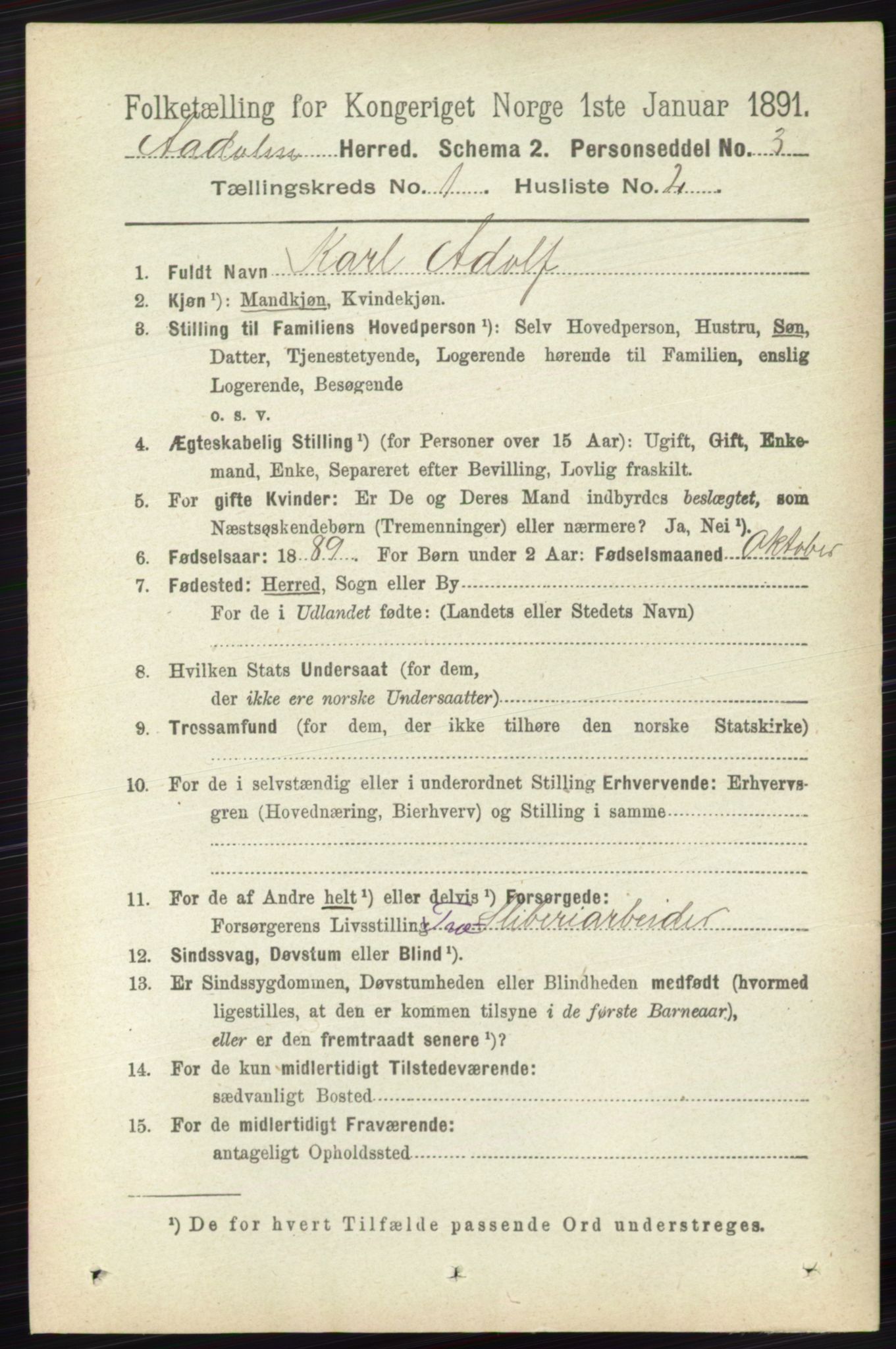 RA, 1891 census for 0614 Ådal, 1891, p. 78