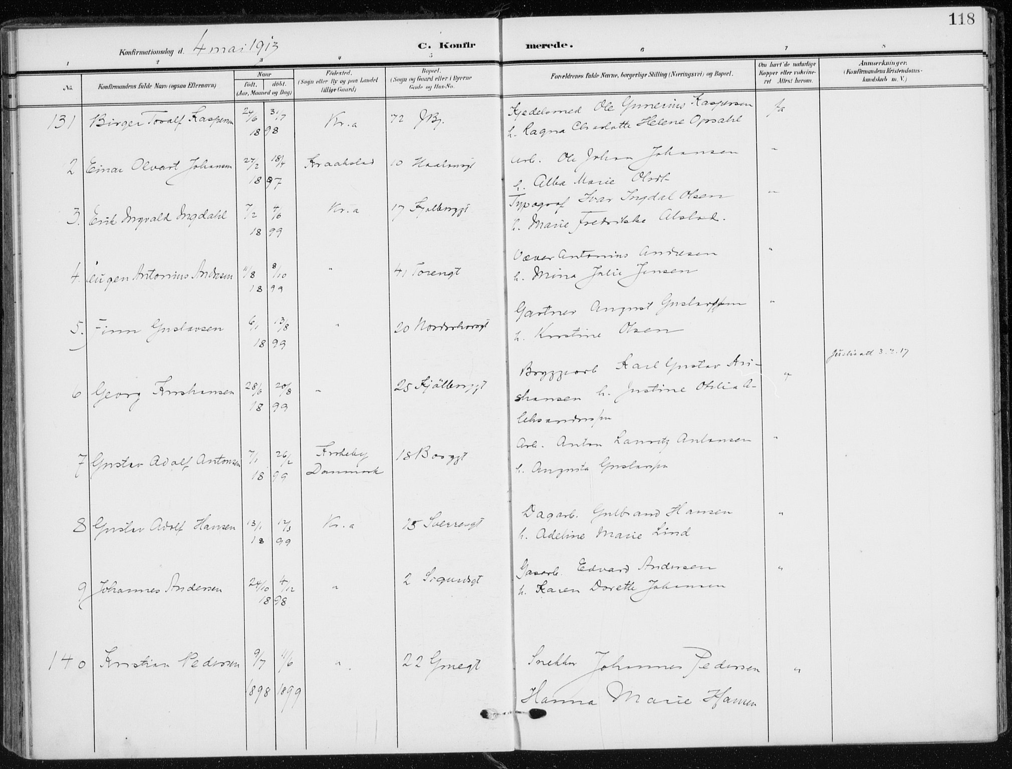 Kampen prestekontor Kirkebøker, AV/SAO-A-10853/F/Fa/L0011: Parish register (official) no. I 11, 1907-1917, p. 118