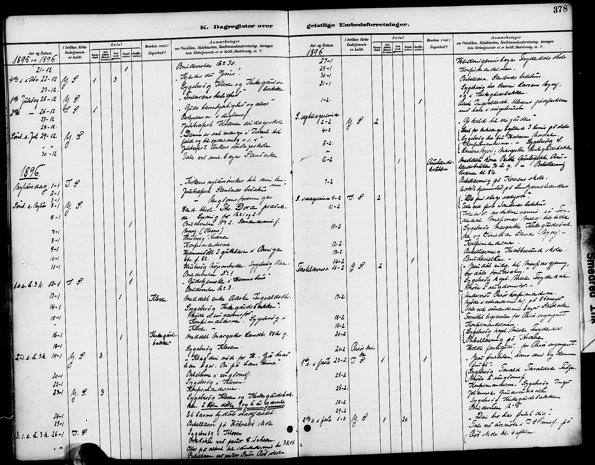 Søndeled sokneprestkontor, AV/SAK-1111-0038/F/Fa/L0005: Parish register (official) no. A 5, 1889-1899, p. 378