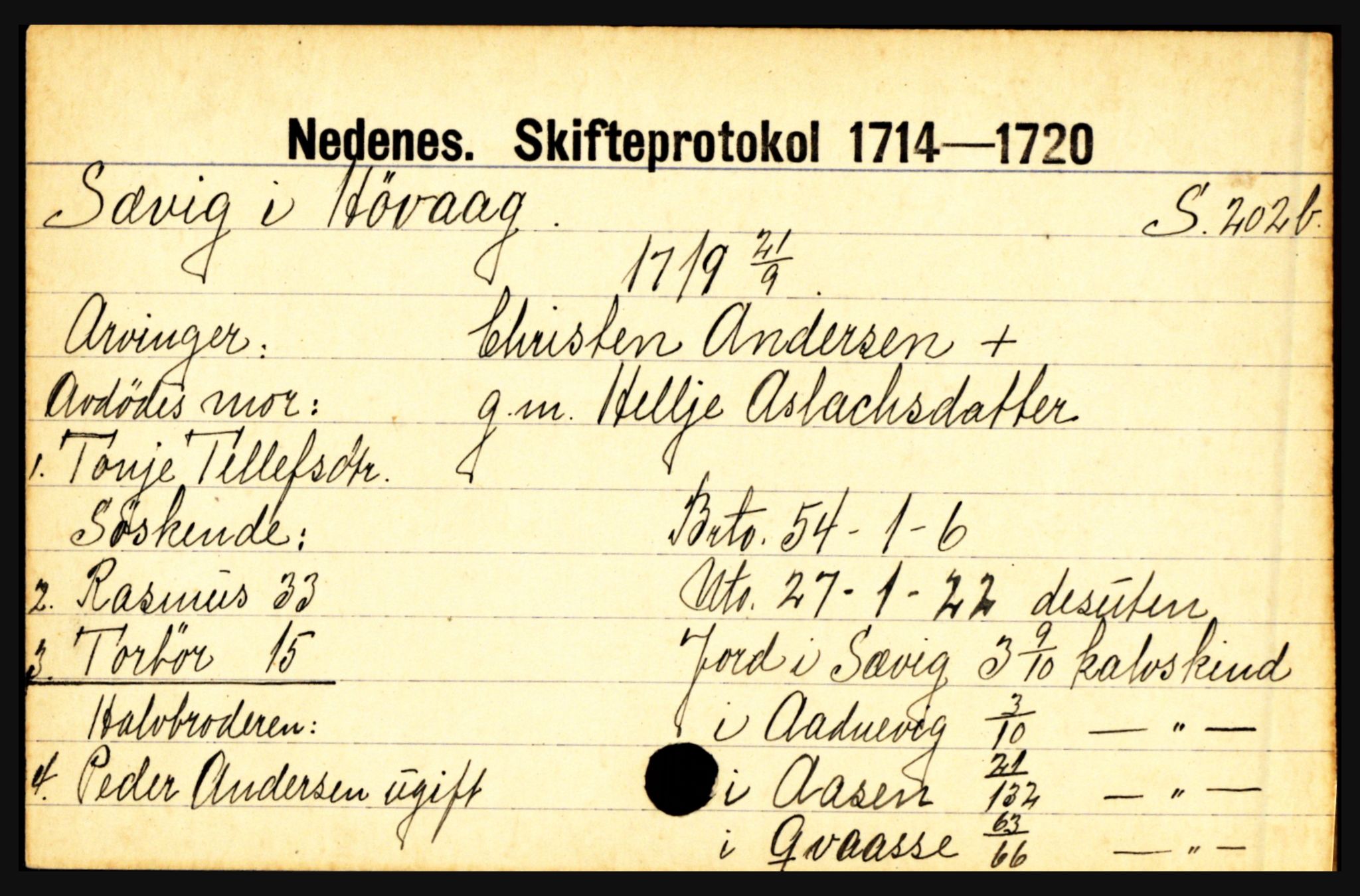 Nedenes sorenskriveri før 1824, AV/SAK-1221-0007/H, p. 29521