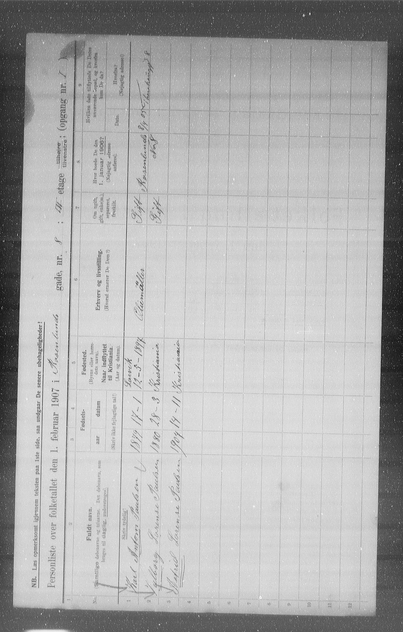 OBA, Municipal Census 1907 for Kristiania, 1907, p. 42939