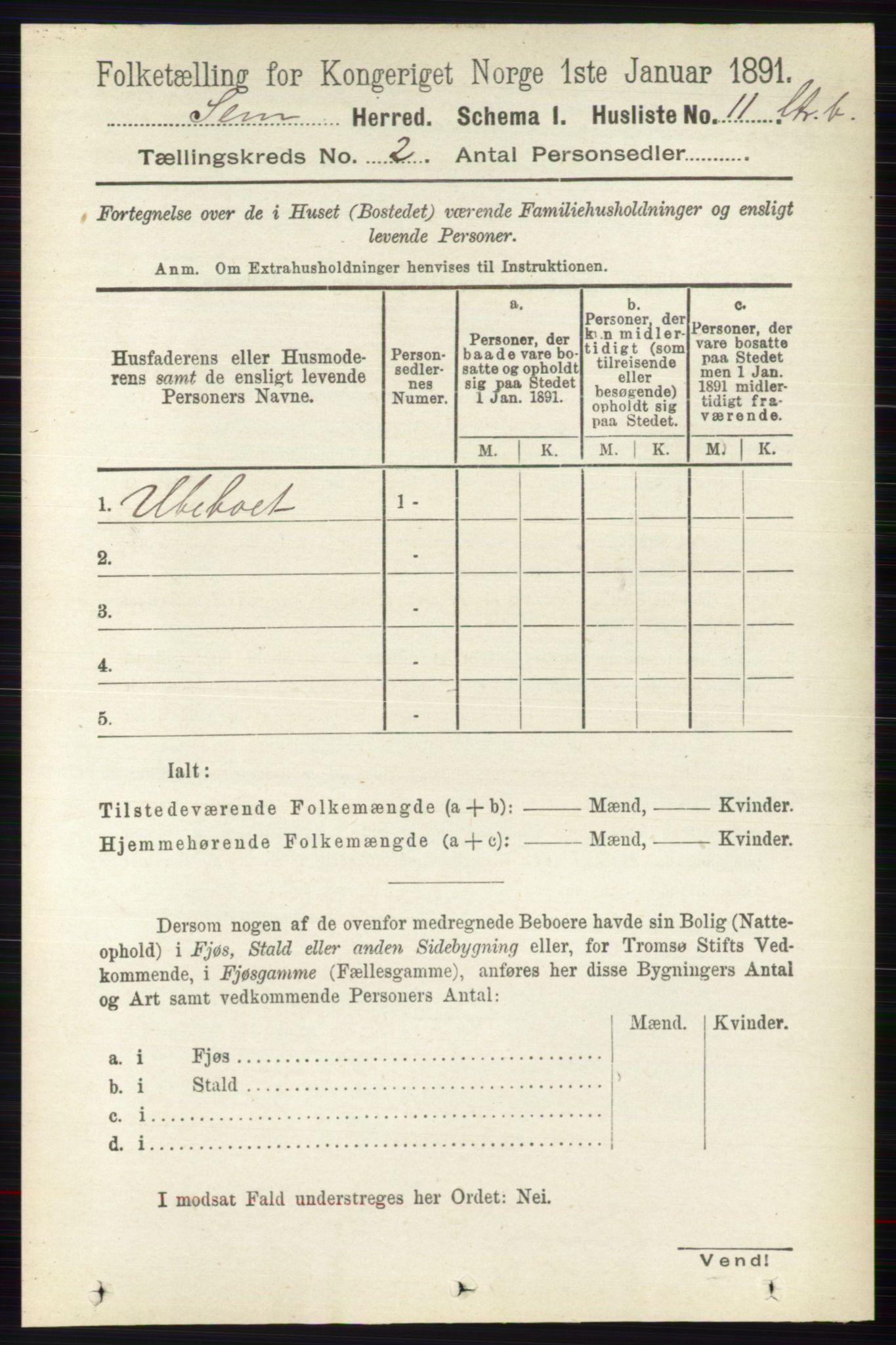 RA, 1891 census for 0721 Sem, 1891, p. 599