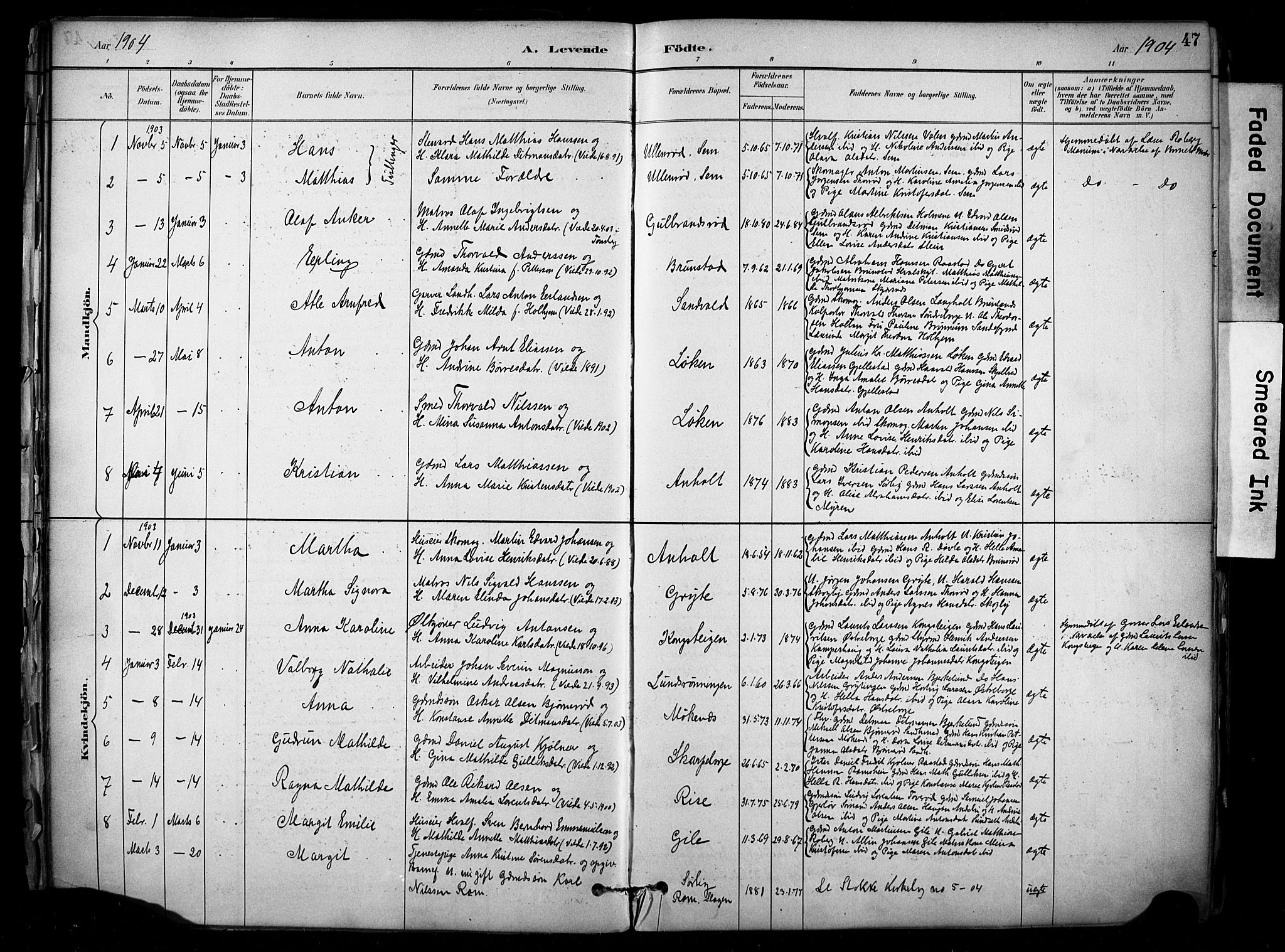 Stokke kirkebøker, SAKO/A-320/F/Fb/L0001: Parish register (official) no. II 1, 1884-1910, p. 47