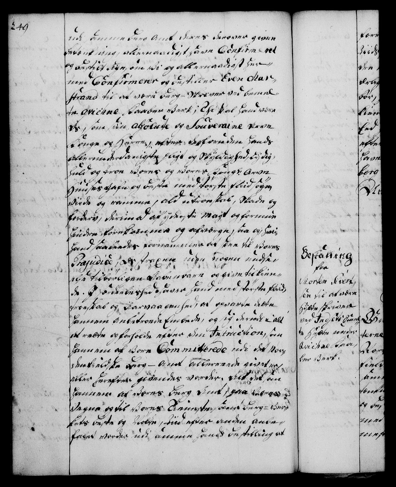 Rentekammeret, Kammerkanselliet, RA/EA-3111/G/Gg/Gge/L0003: Norsk bestallingsprotokoll med register (merket RK 53.27), 1745-1761, p. 249