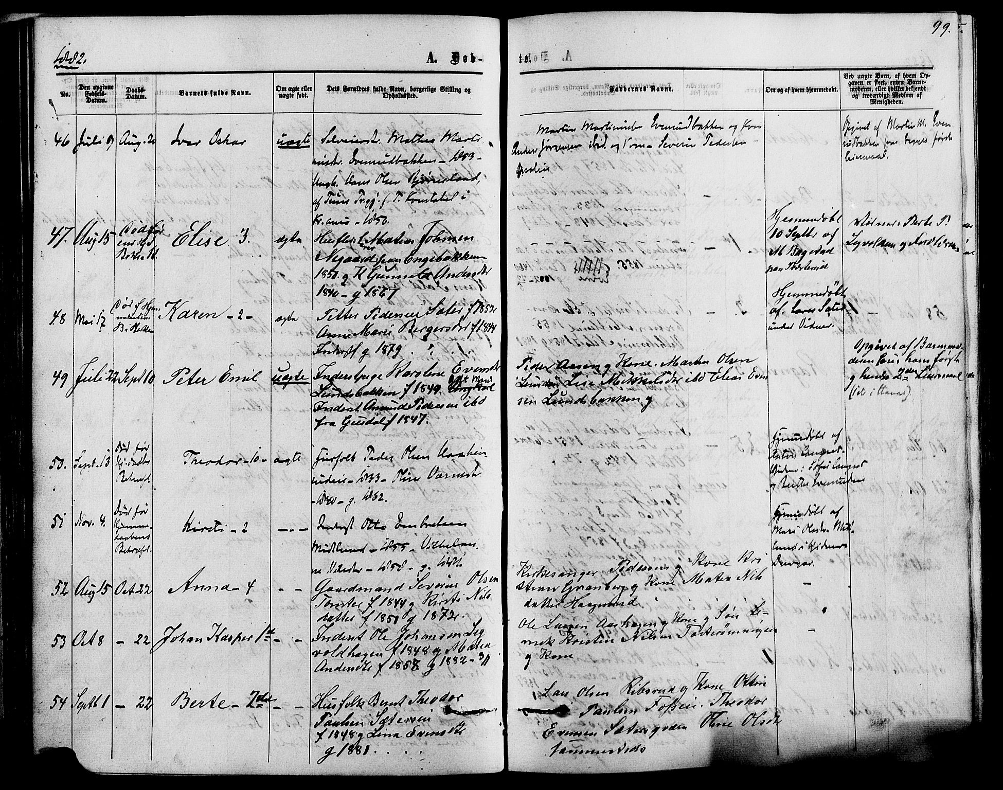 Romedal prestekontor, SAH/PREST-004/K/L0006: Parish register (official) no. 6, 1866-1886, p. 99