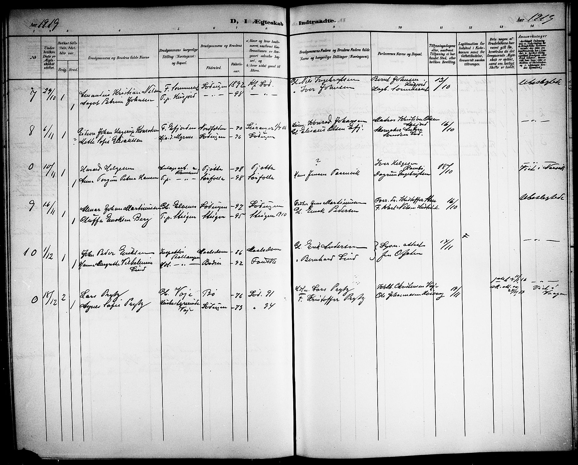 Ministerialprotokoller, klokkerbøker og fødselsregistre - Nordland, AV/SAT-A-1459/872/L1048: Parish register (copy) no. 872C04, 1898-1919