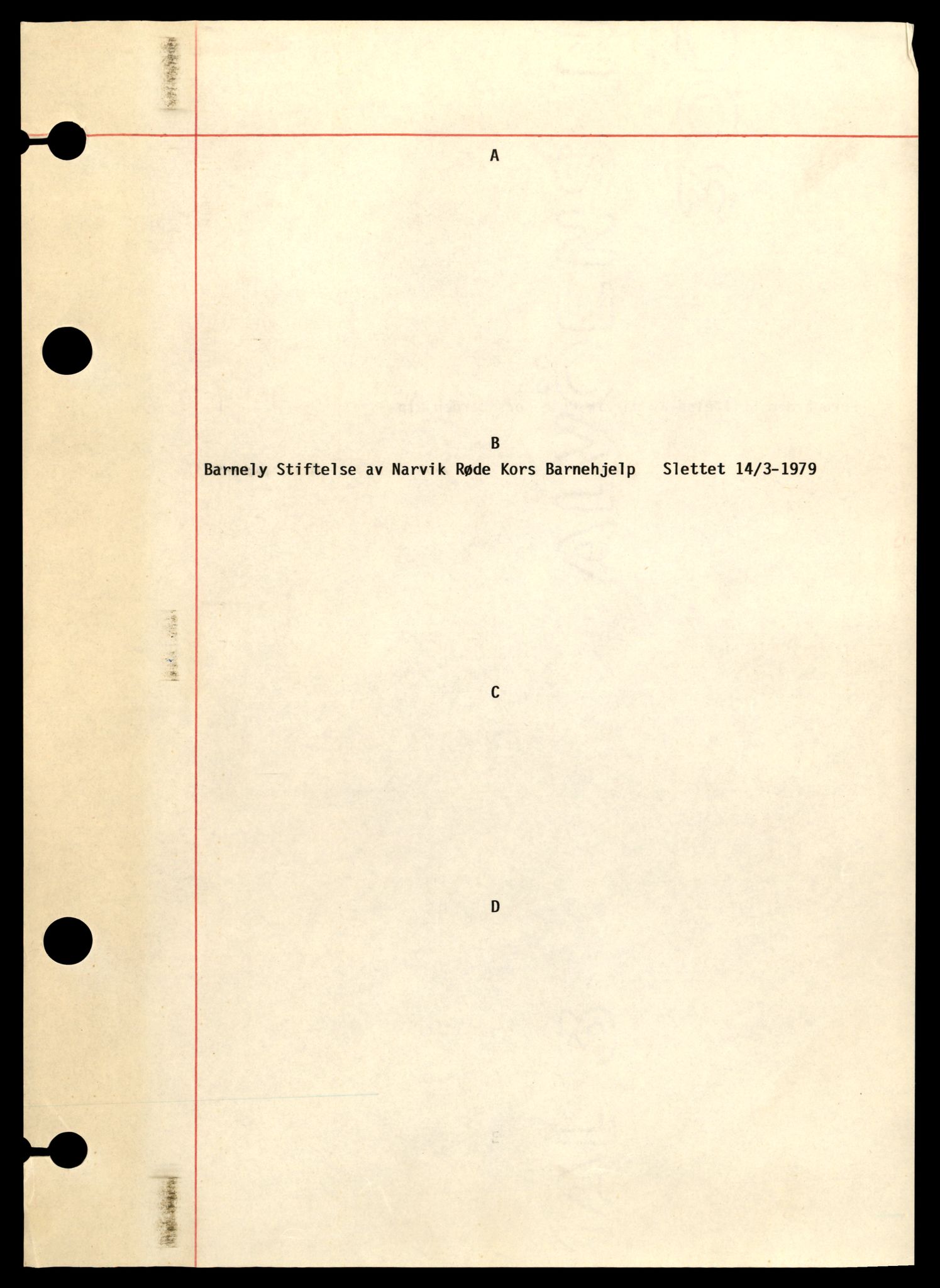 Narvik sorenskriveri, SAT/A-0002/2/J/Jc/Jcd/L0005: Stiftelser, 1982, p. 1