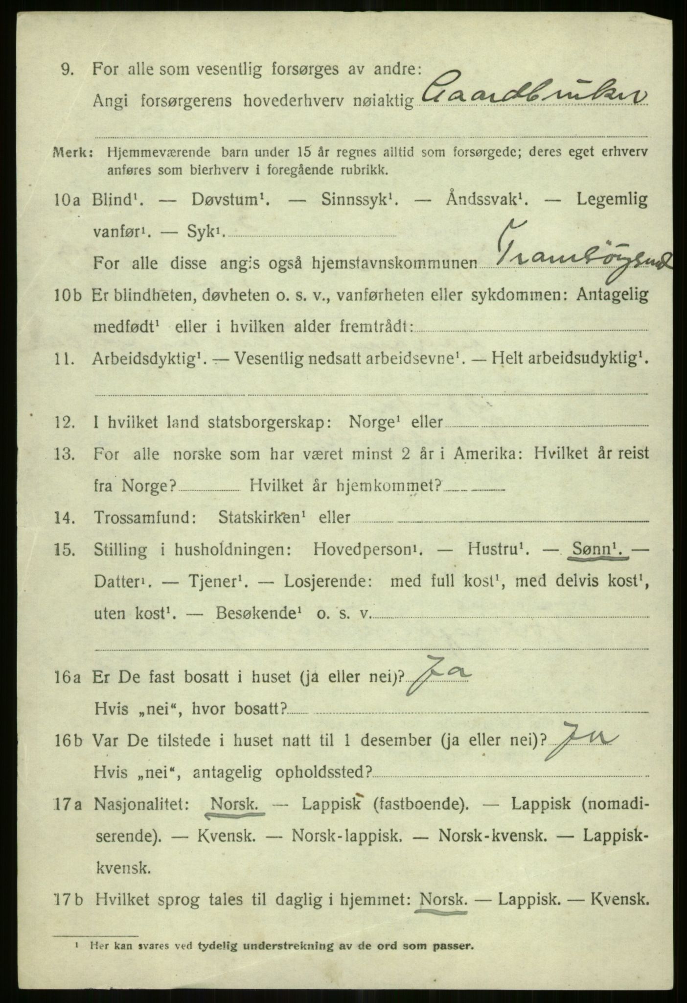 SATØ, 1920 census for Tromsøysund, 1920, p. 13235