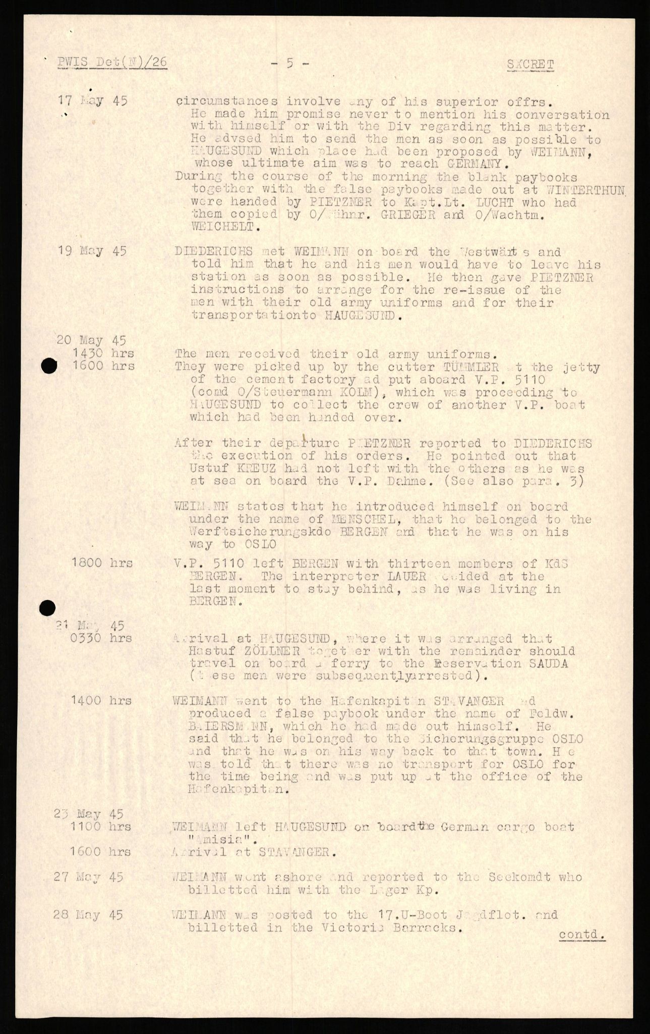 Forsvaret, Forsvarets overkommando II, RA/RAFA-3915/D/Db/L0020: CI Questionaires. Tyske okkupasjonsstyrker i Norge. Tyskere., 1945-1946, p. 353