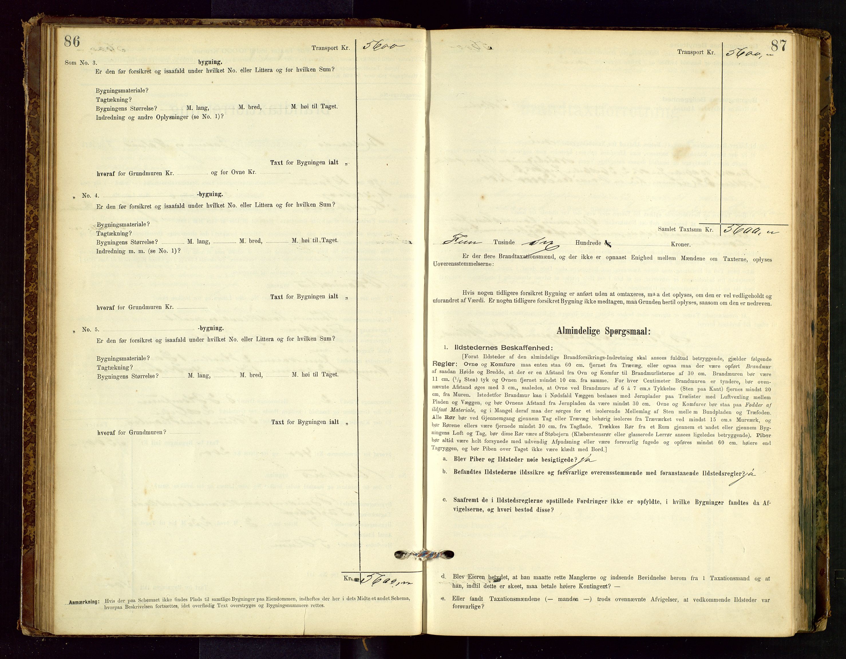 Hetland lensmannskontor, SAST/A-100101/Gob/L0001: "Brandtaxationsprotokol", 1895-1918, p. 86-87