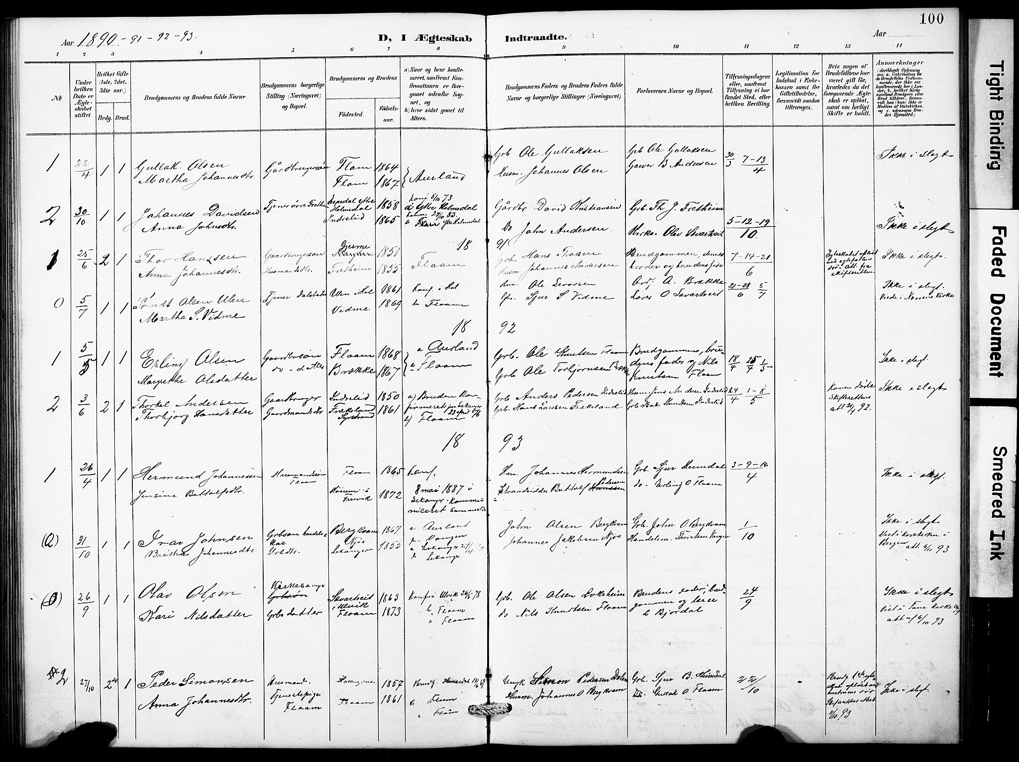 Aurland sokneprestembete, SAB/A-99937/H/Hb/Hbb/L0002: Parish register (copy) no. B 2, 1887-1929, p. 100