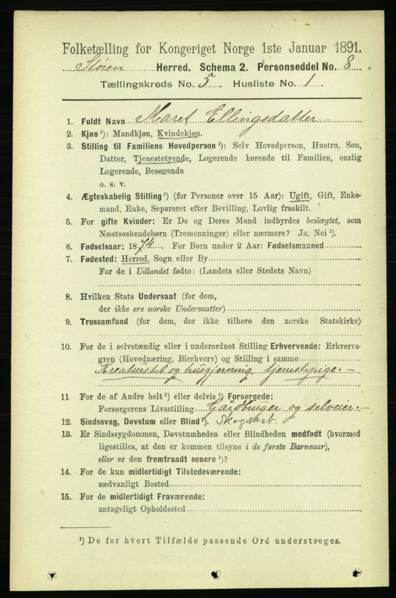 RA, 1891 census for 1648 Støren, 1891, p. 1937