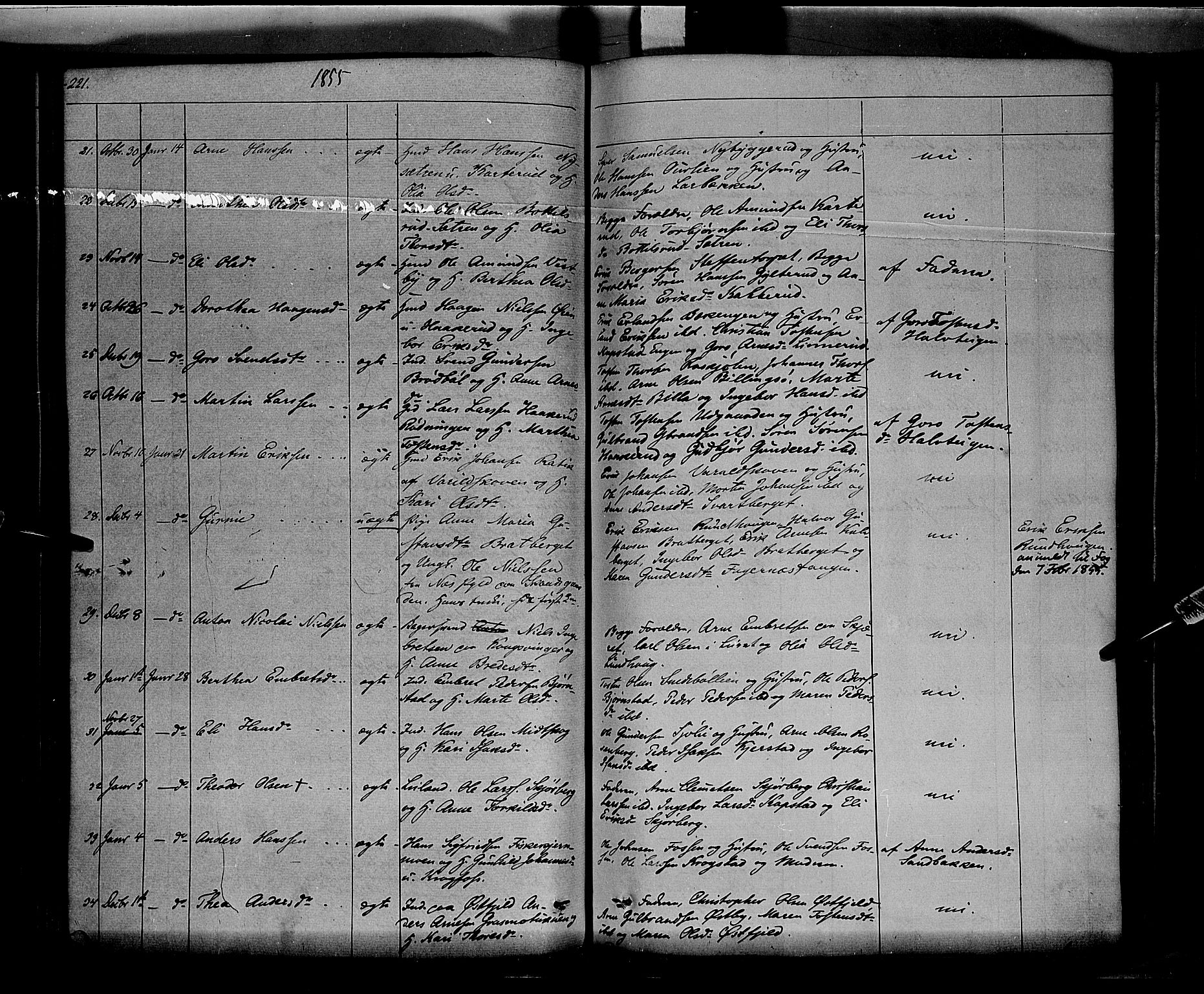 Vinger prestekontor, AV/SAH-PREST-024/H/Ha/Haa/L0009: Parish register (official) no. 9, 1847-1855, p. 221