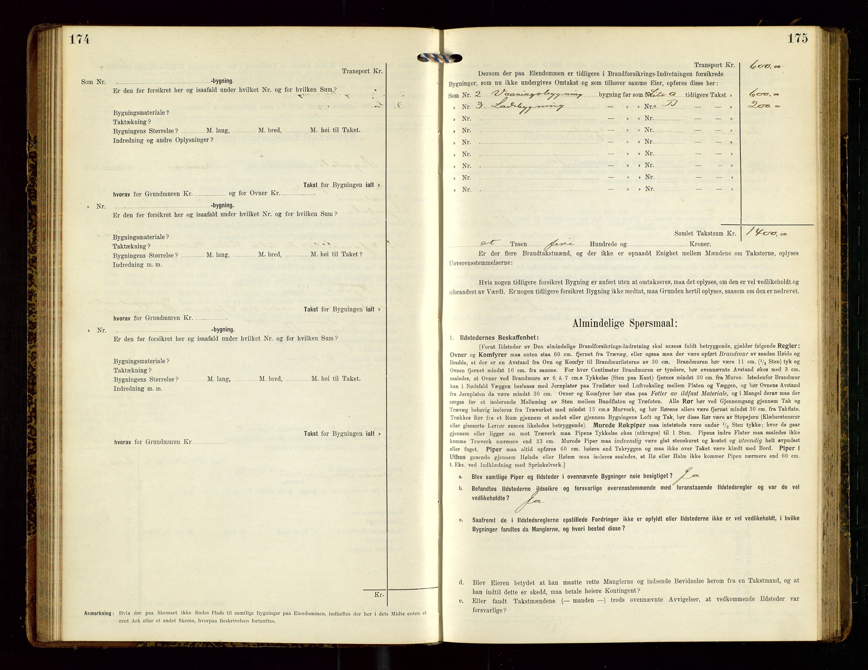 Sokndal lensmannskontor, AV/SAST-A-100417/Gob/L0003: "Brandtakst-Protokol", 1914-1917, p. 174-175