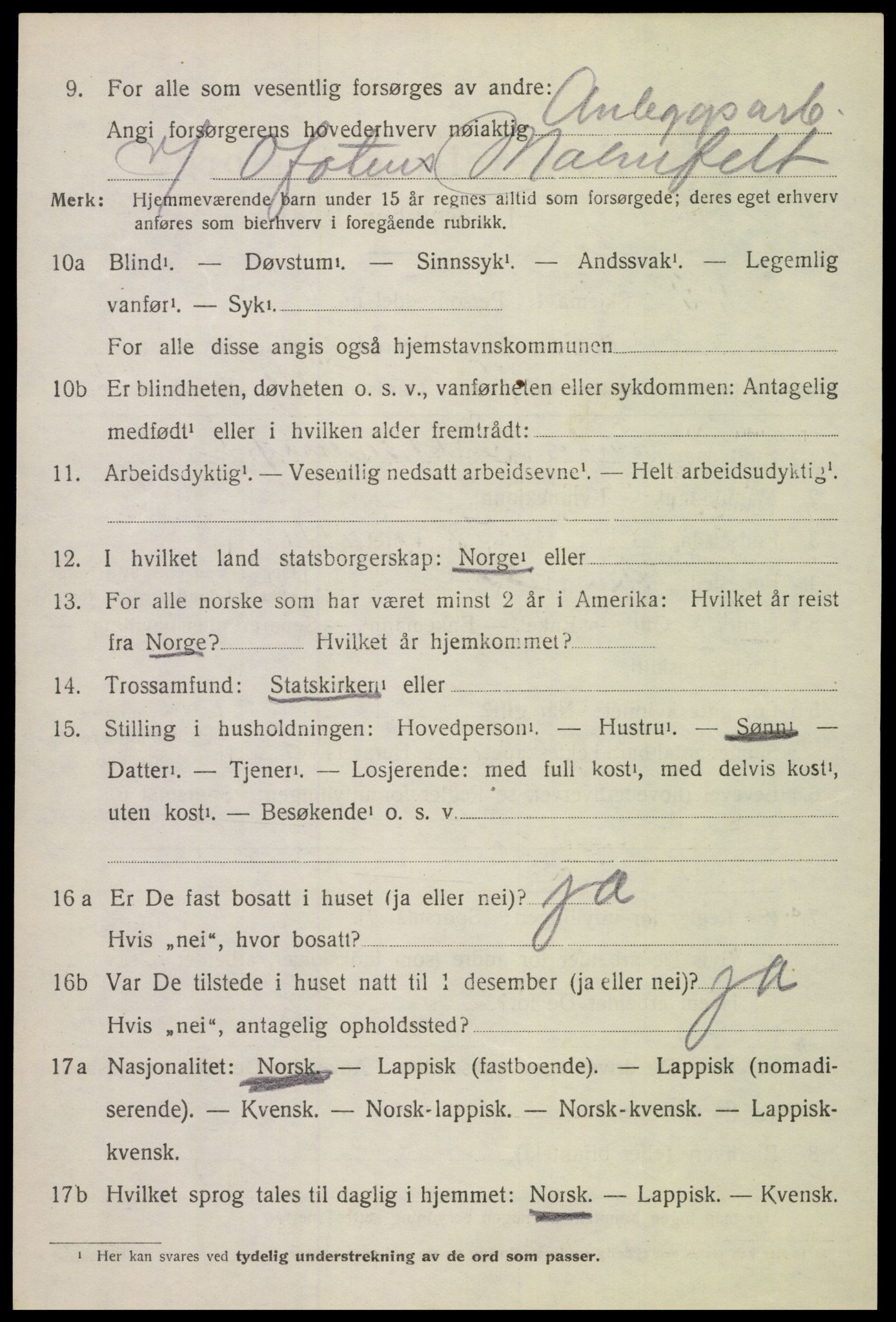 SAT, 1920 census for Evenes, 1920, p. 7033