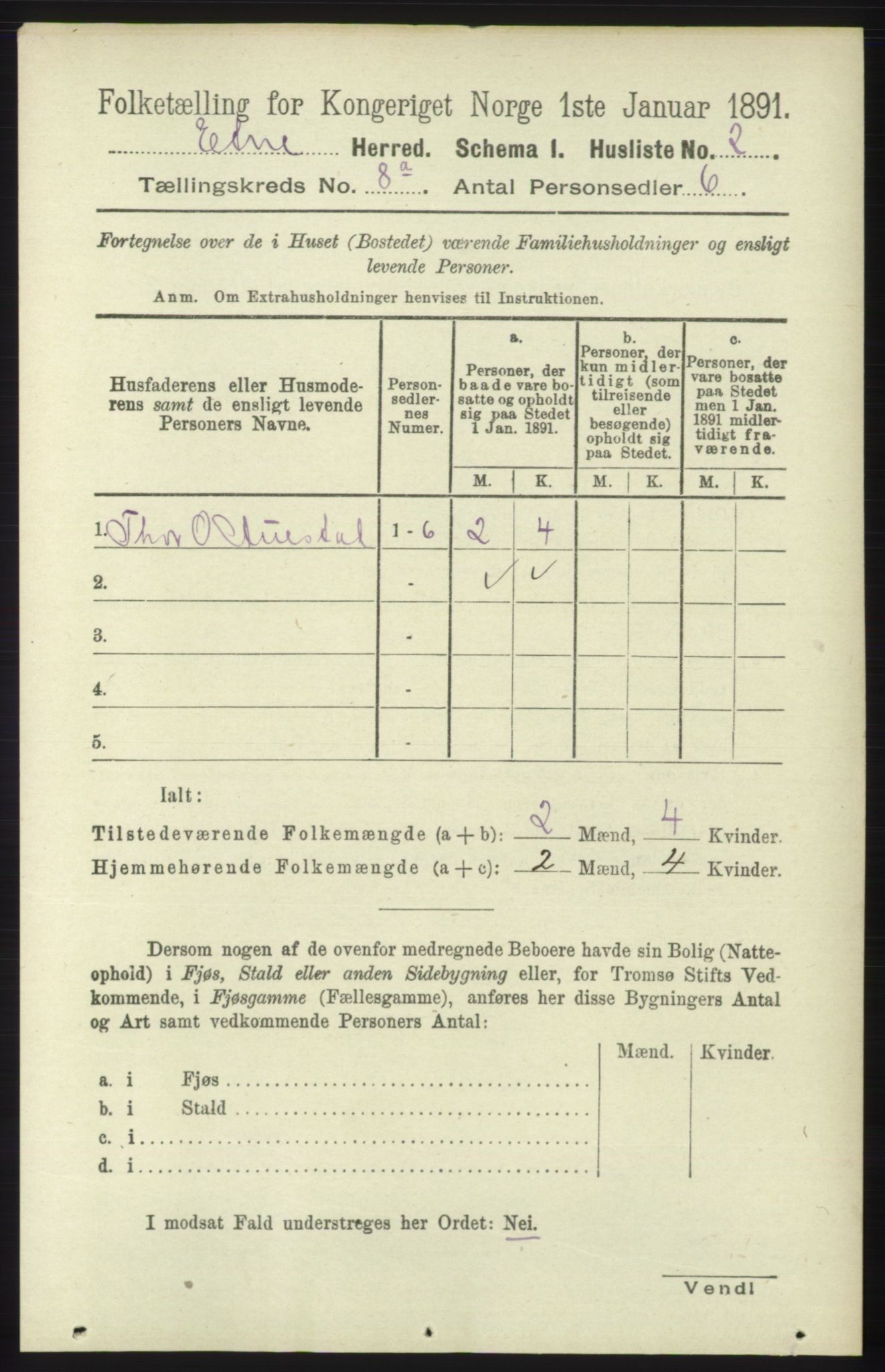 RA, 1891 census for 1211 Etne, 1891, p. 1524