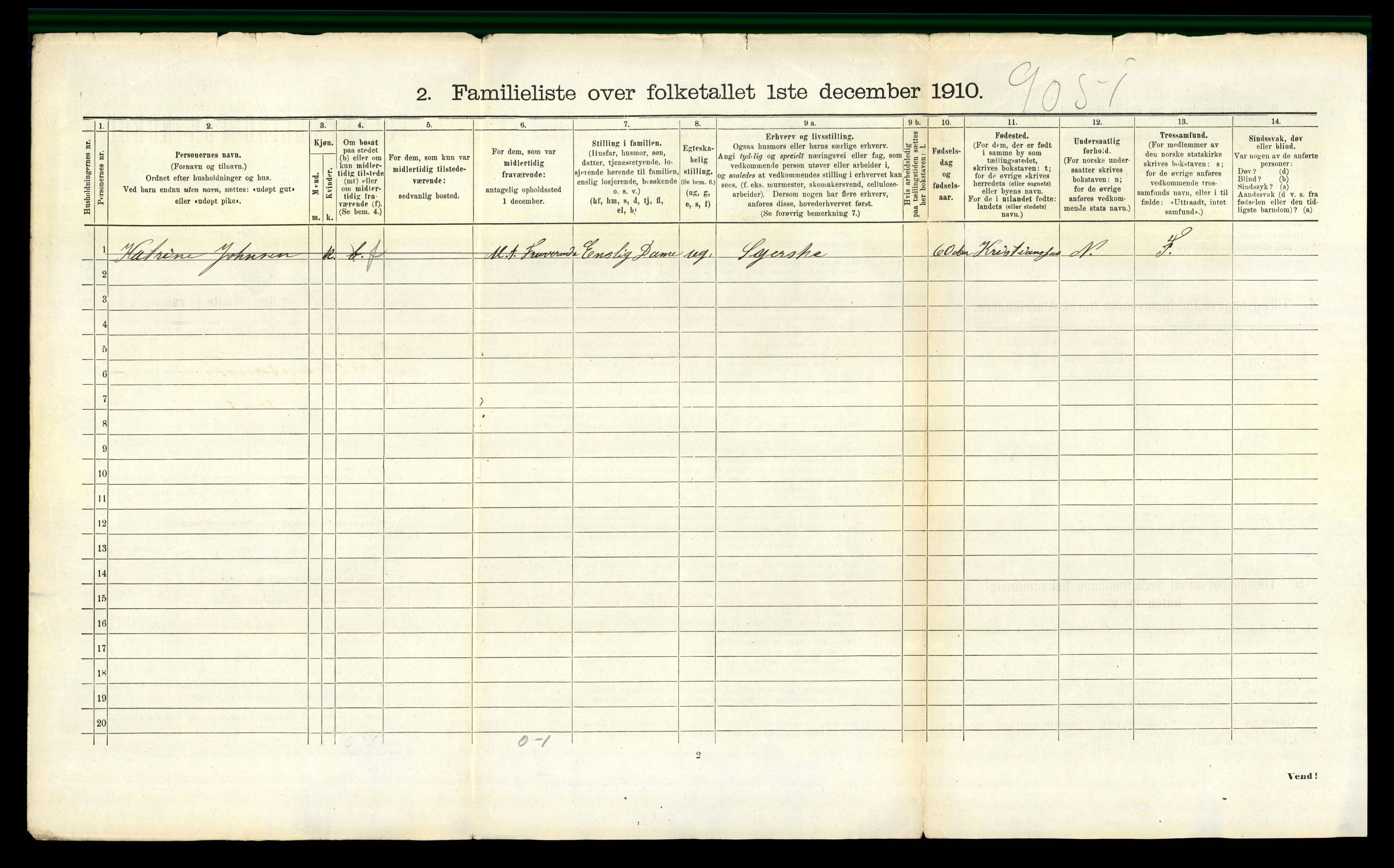 RA, 1910 census for Kristiansand, 1910, p. 6153