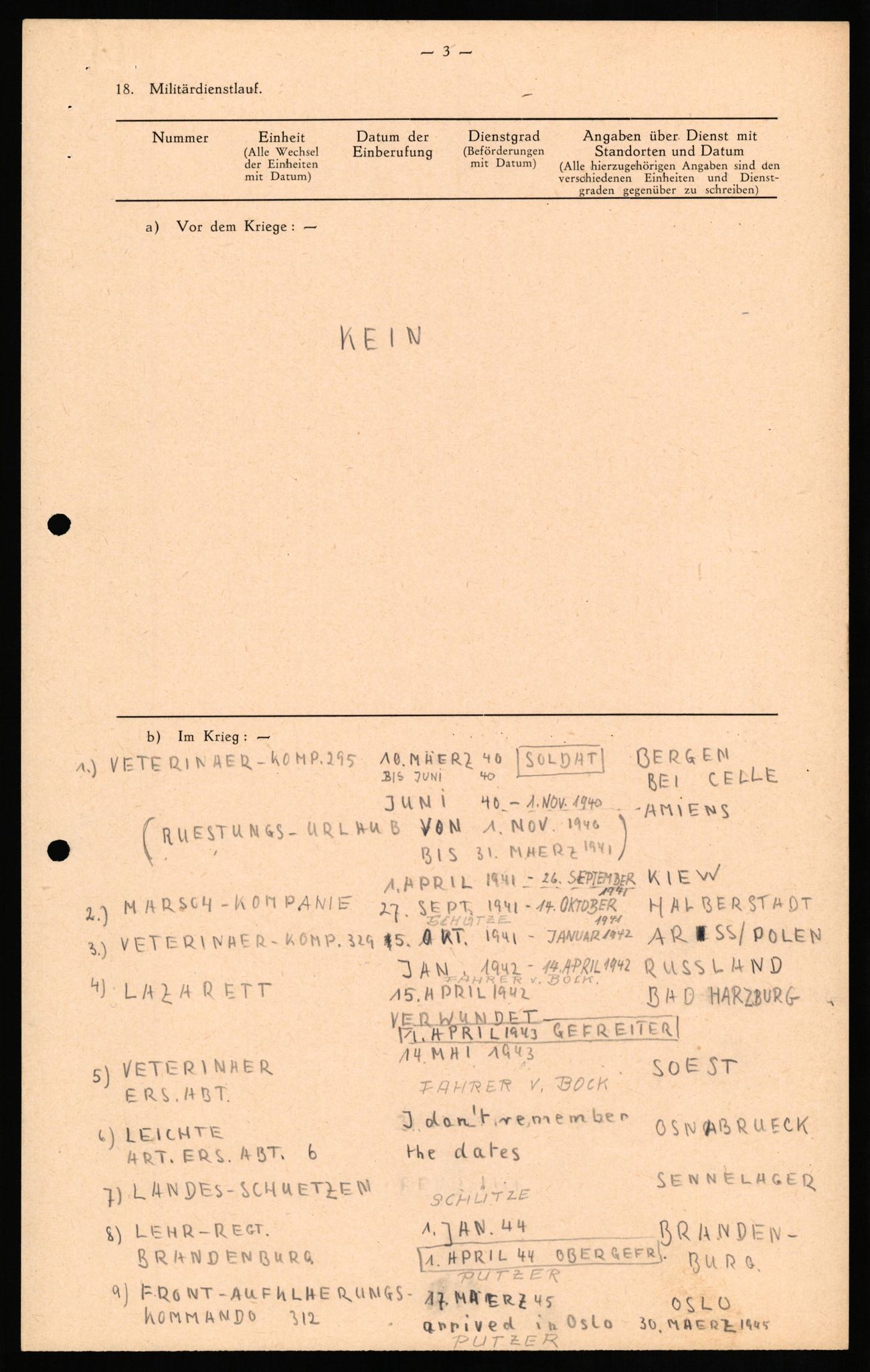 Forsvaret, Forsvarets overkommando II, RA/RAFA-3915/D/Db/L0027: CI Questionaires. Tyske okkupasjonsstyrker i Norge. Tyskere., 1945-1946, p. 144