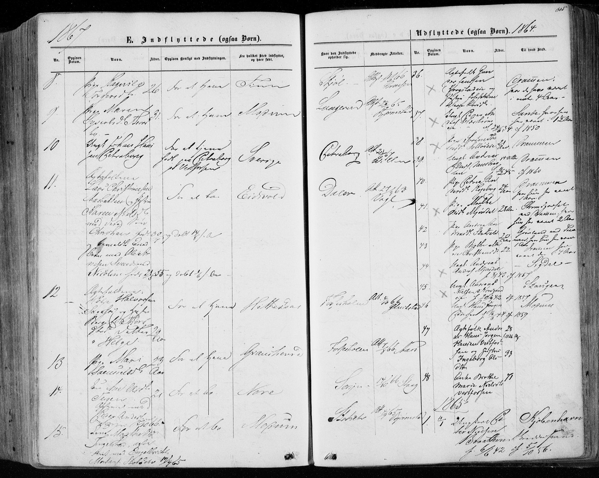 Eiker kirkebøker, AV/SAKO-A-4/F/Fa/L0016: Parish register (official) no. I 16, 1860-1868, p. 605