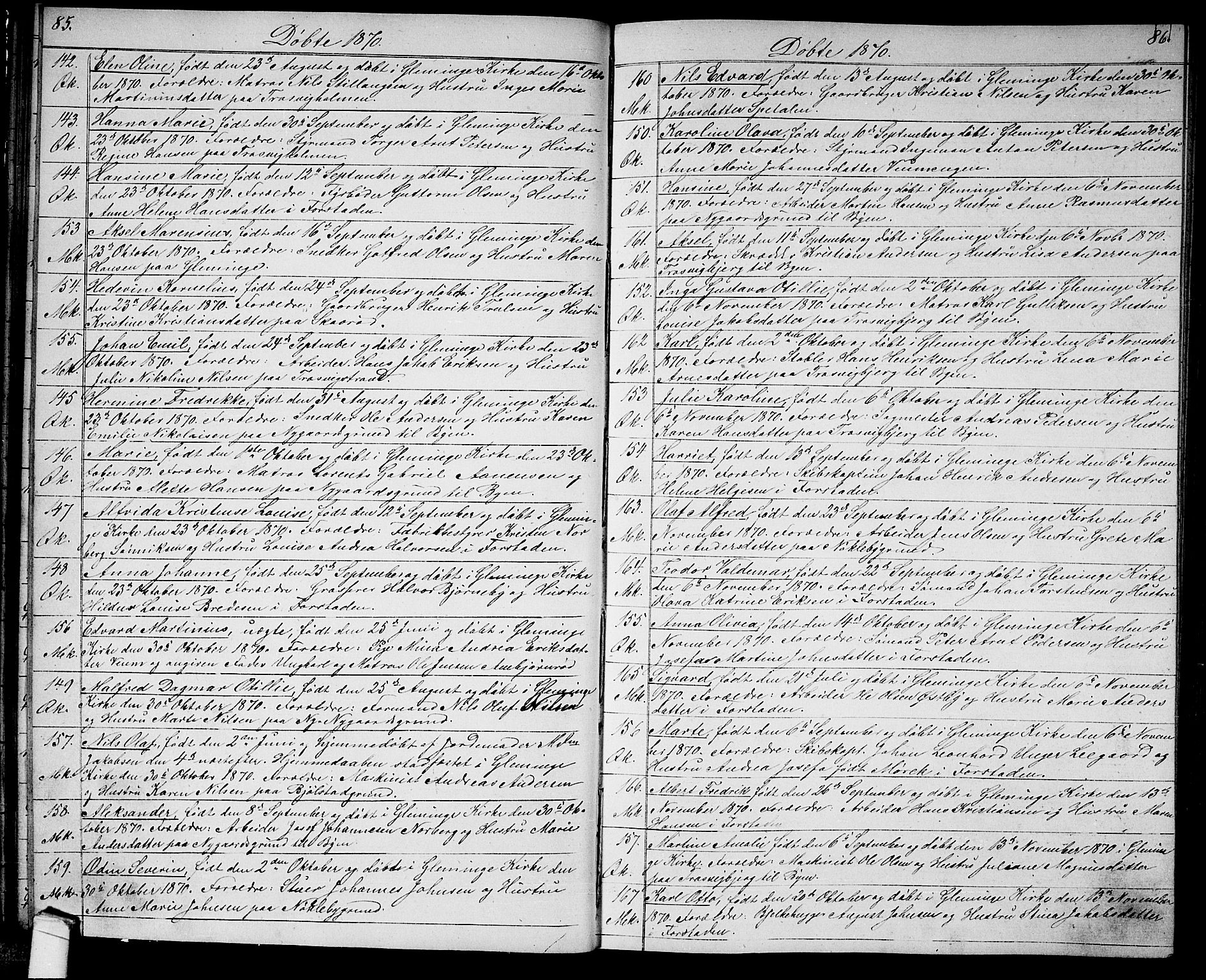 Glemmen prestekontor Kirkebøker, SAO/A-10908/G/Ga/L0004: Parish register (copy) no. 4, 1867-1875, p. 85-86