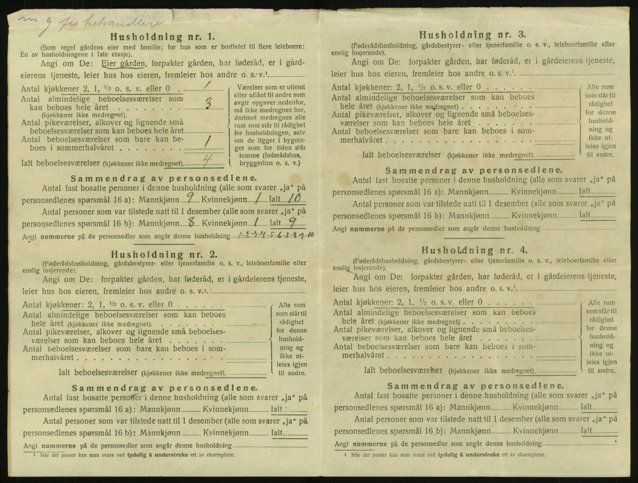 SAK, 1920 census for Fjære, 1920, p. 1240