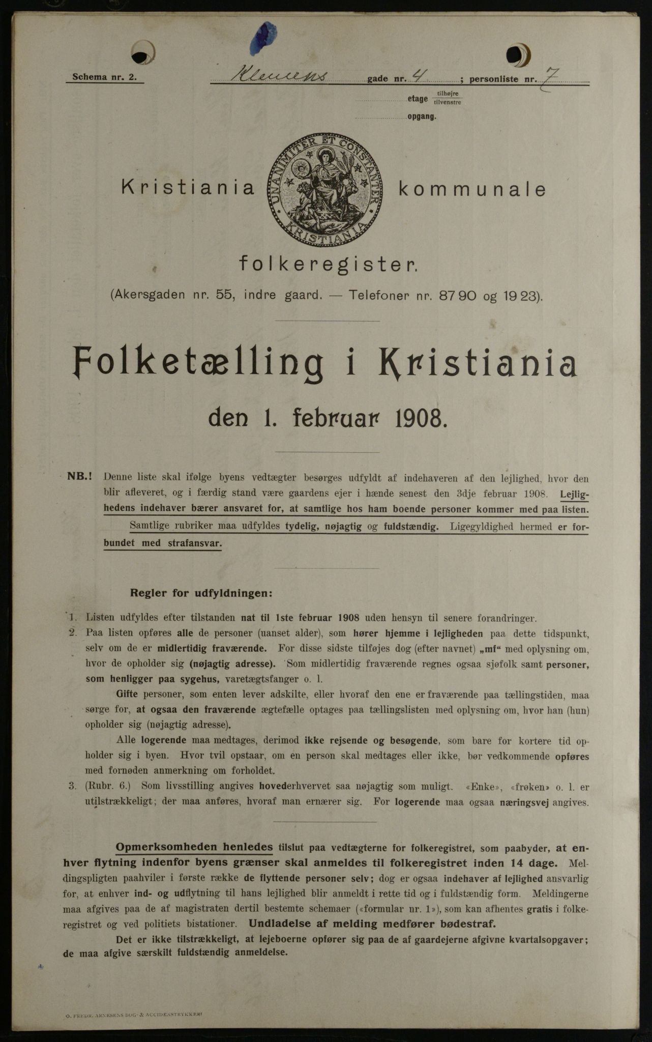 OBA, Municipal Census 1908 for Kristiania, 1908, p. 12034