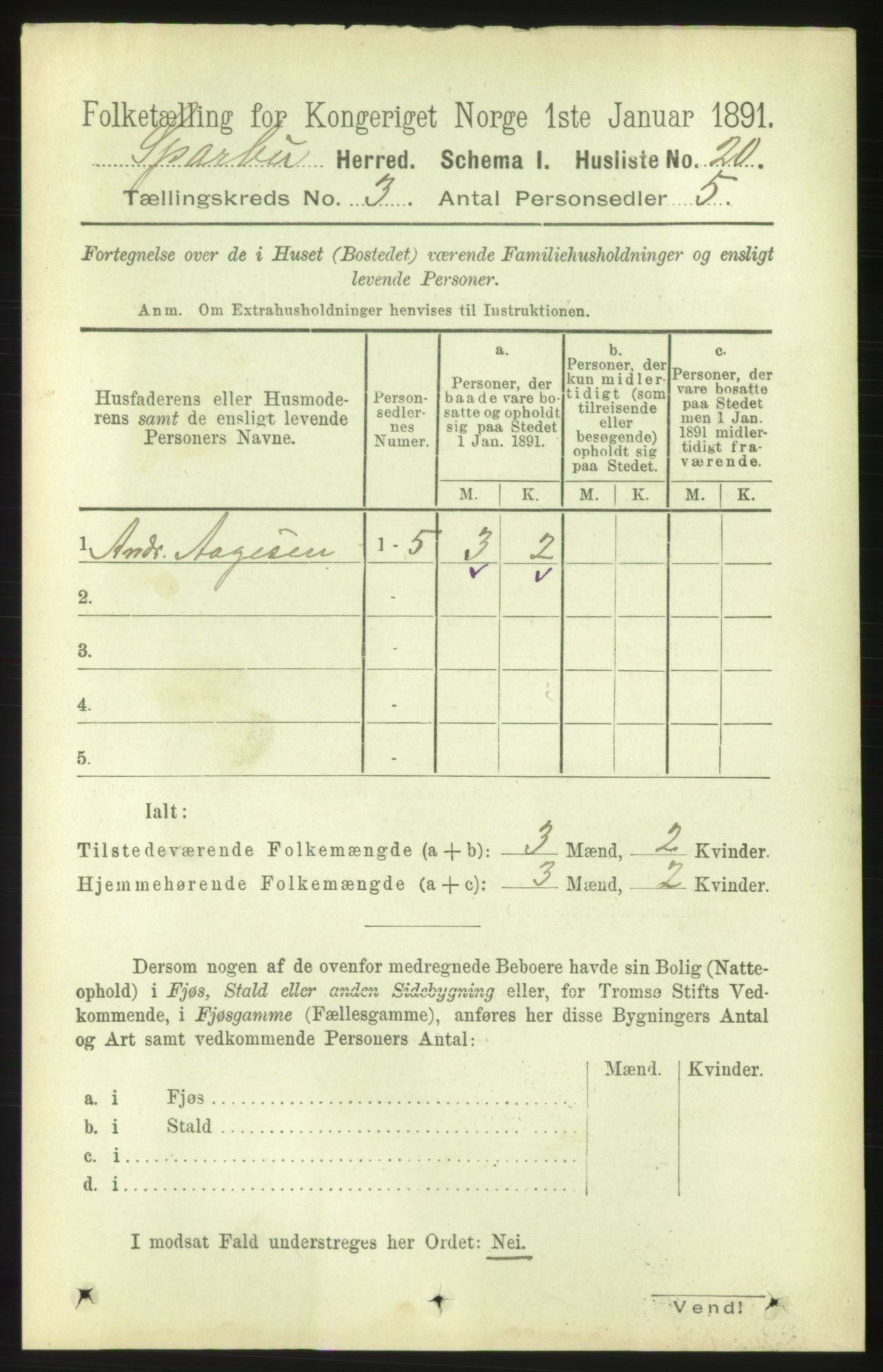 RA, 1891 census for 1731 Sparbu, 1891, p. 815