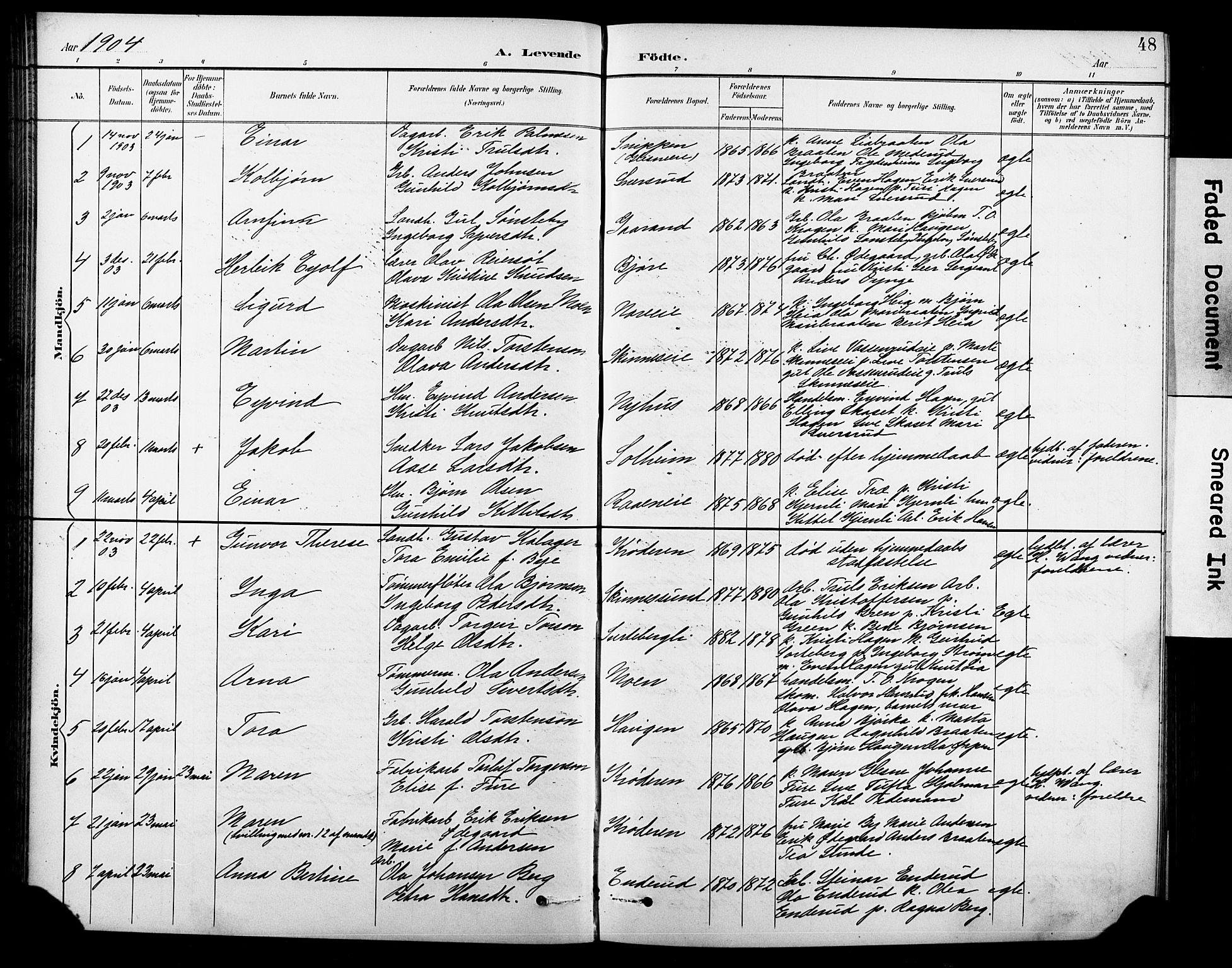 Krødsherad kirkebøker, SAKO/A-19/G/Ga/L0002: Parish register (copy) no. 2, 1894-1918, p. 48