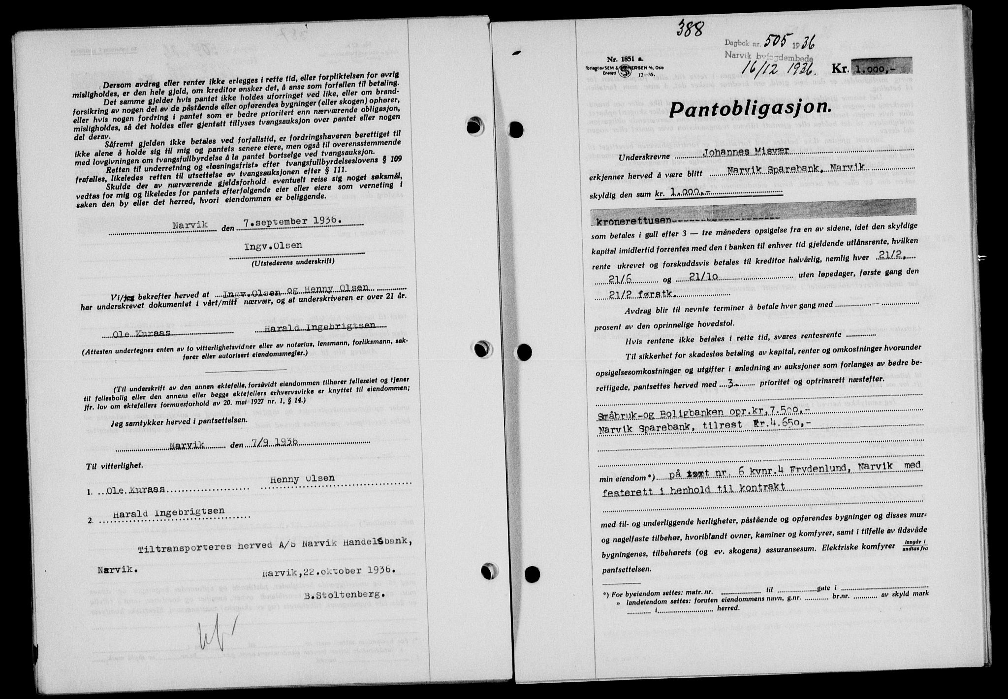 Narvik sorenskriveri, SAT/A-0002/1/2/2C/2Ca/L0011: Mortgage book no. 14, 1935-1937, Deed date: 16.12.1936
