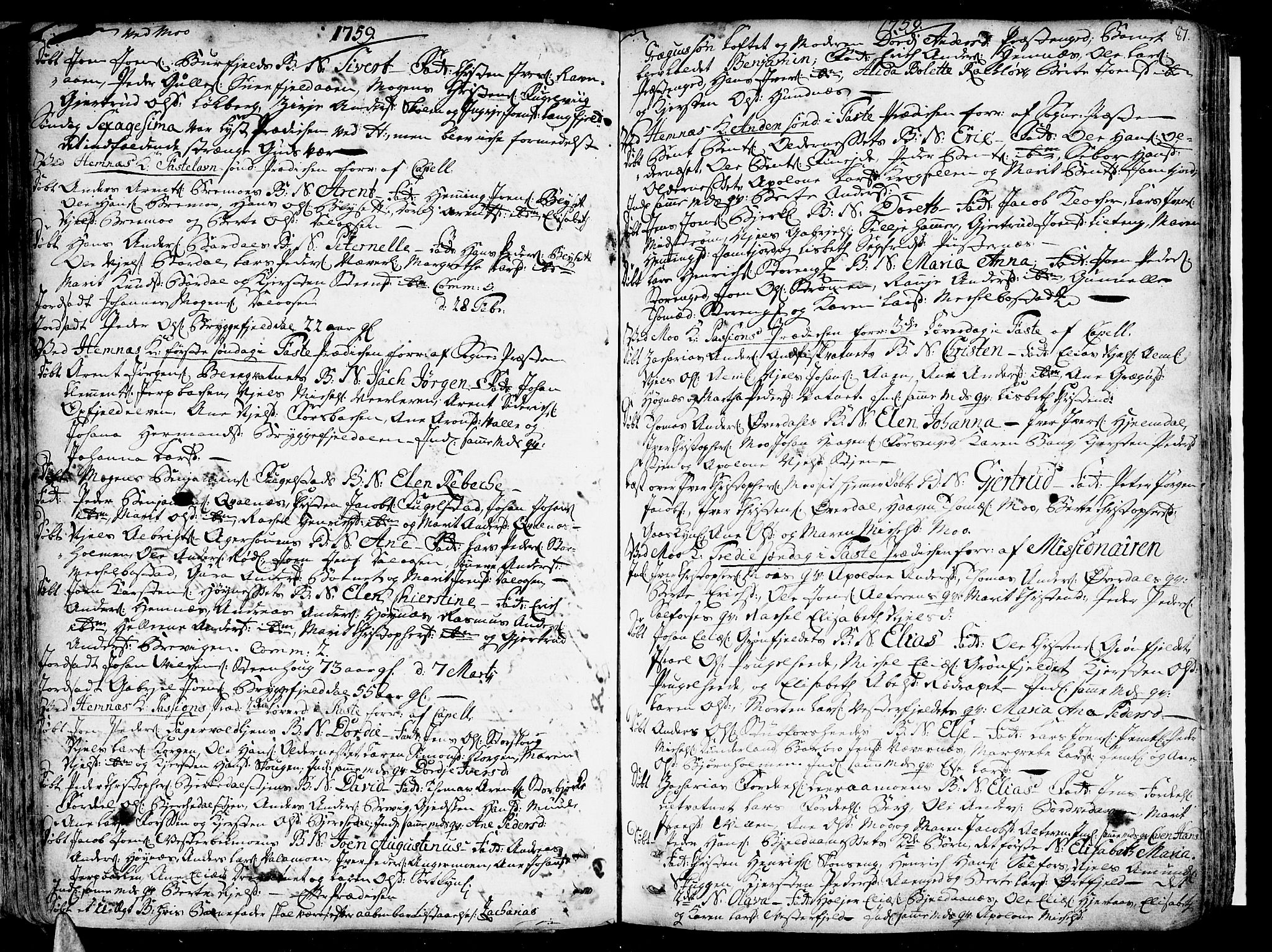 Ministerialprotokoller, klokkerbøker og fødselsregistre - Nordland, SAT/A-1459/825/L0348: Parish register (official) no. 825A04, 1752-1788, p. 81
