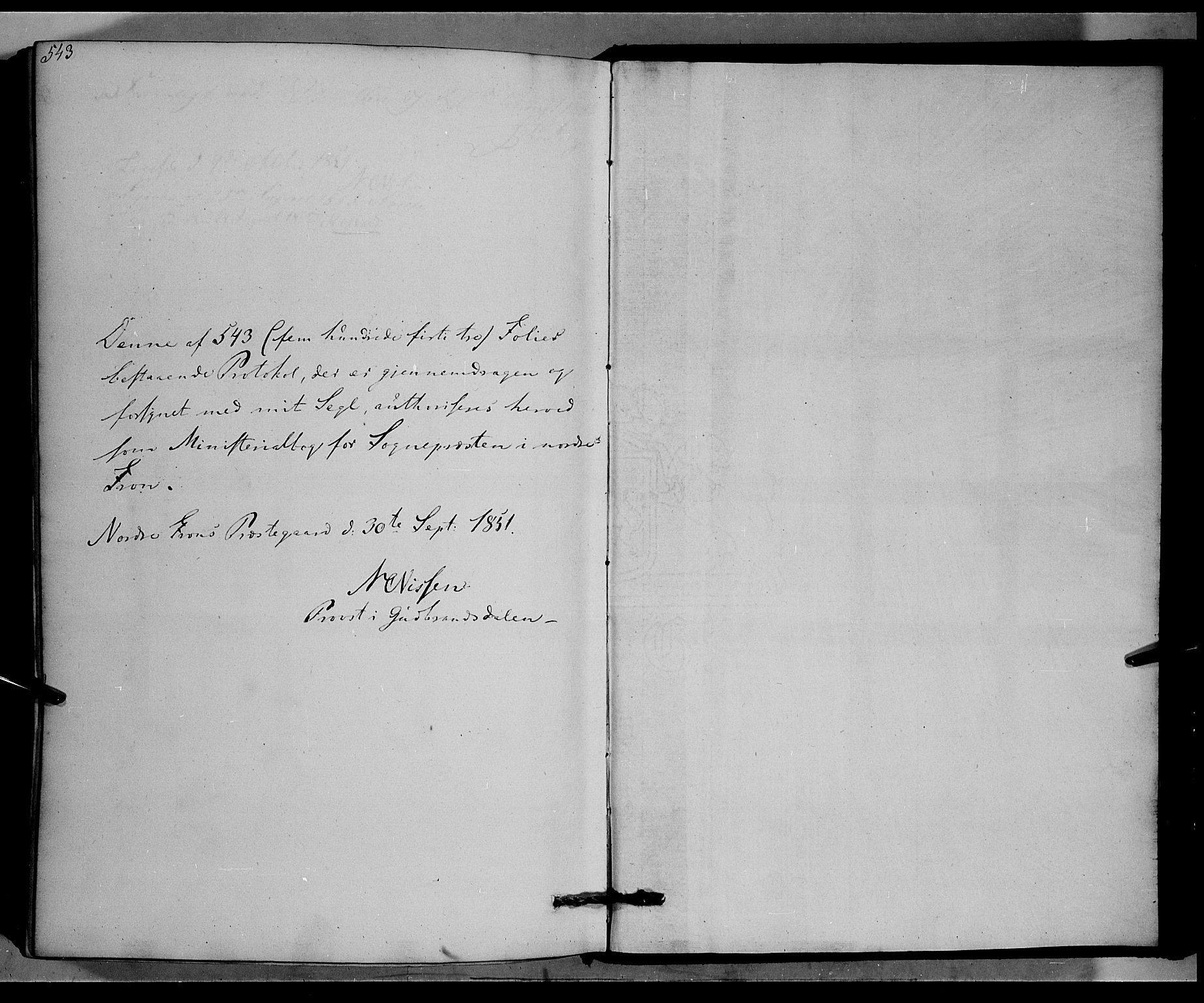 Nord-Fron prestekontor, SAH/PREST-080/H/Ha/Haa/L0001: Parish register (official) no. 1, 1851-1864, p. 543