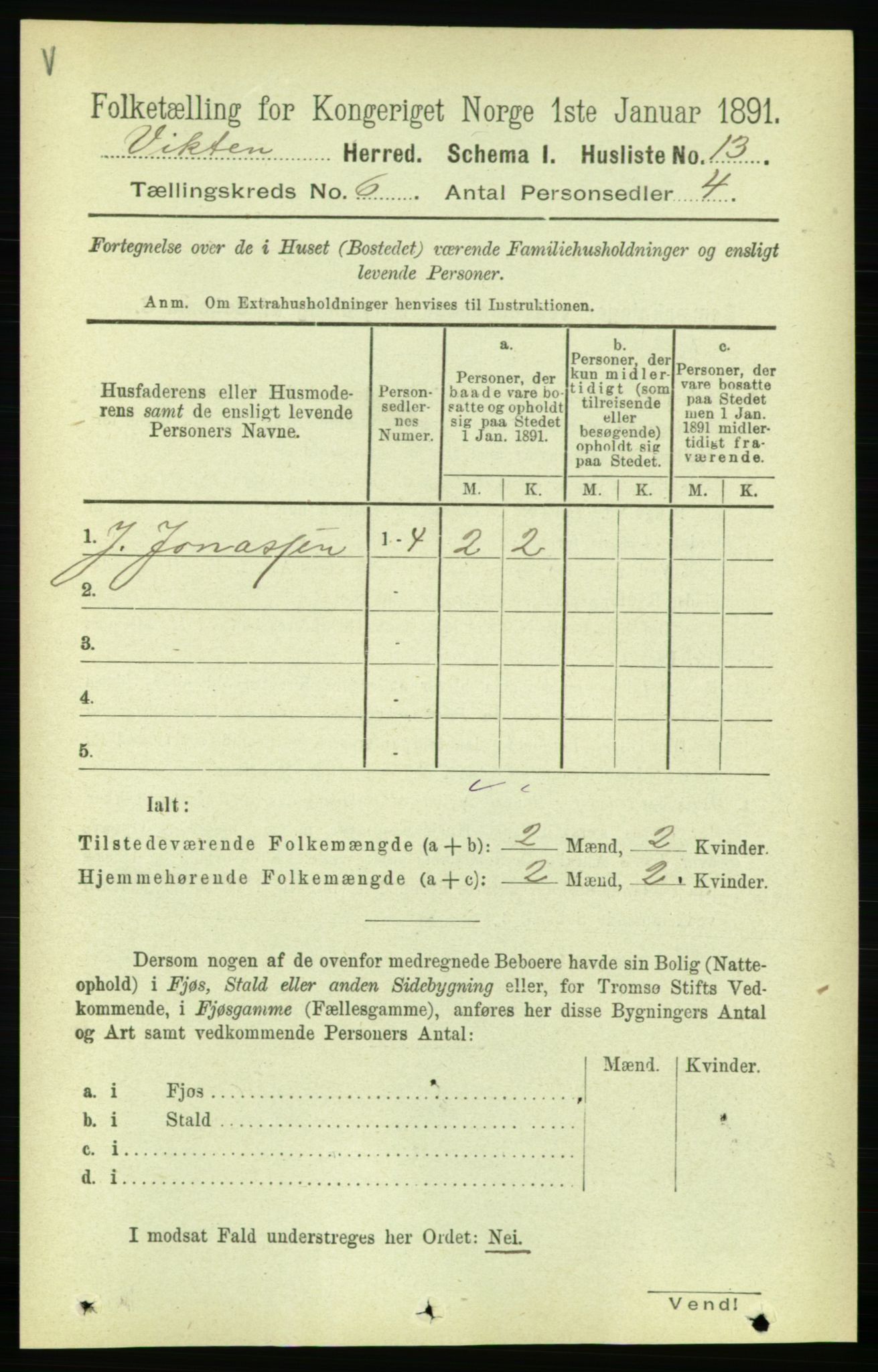 RA, 1891 census for 1750 Vikna, 1891, p. 3161