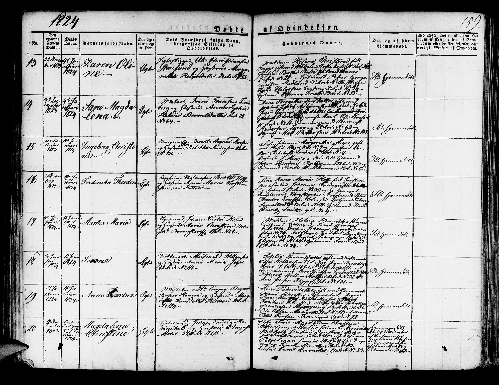 Korskirken sokneprestembete, SAB/A-76101/H/Haa/L0014: Parish register (official) no. A 14, 1823-1835, p. 159