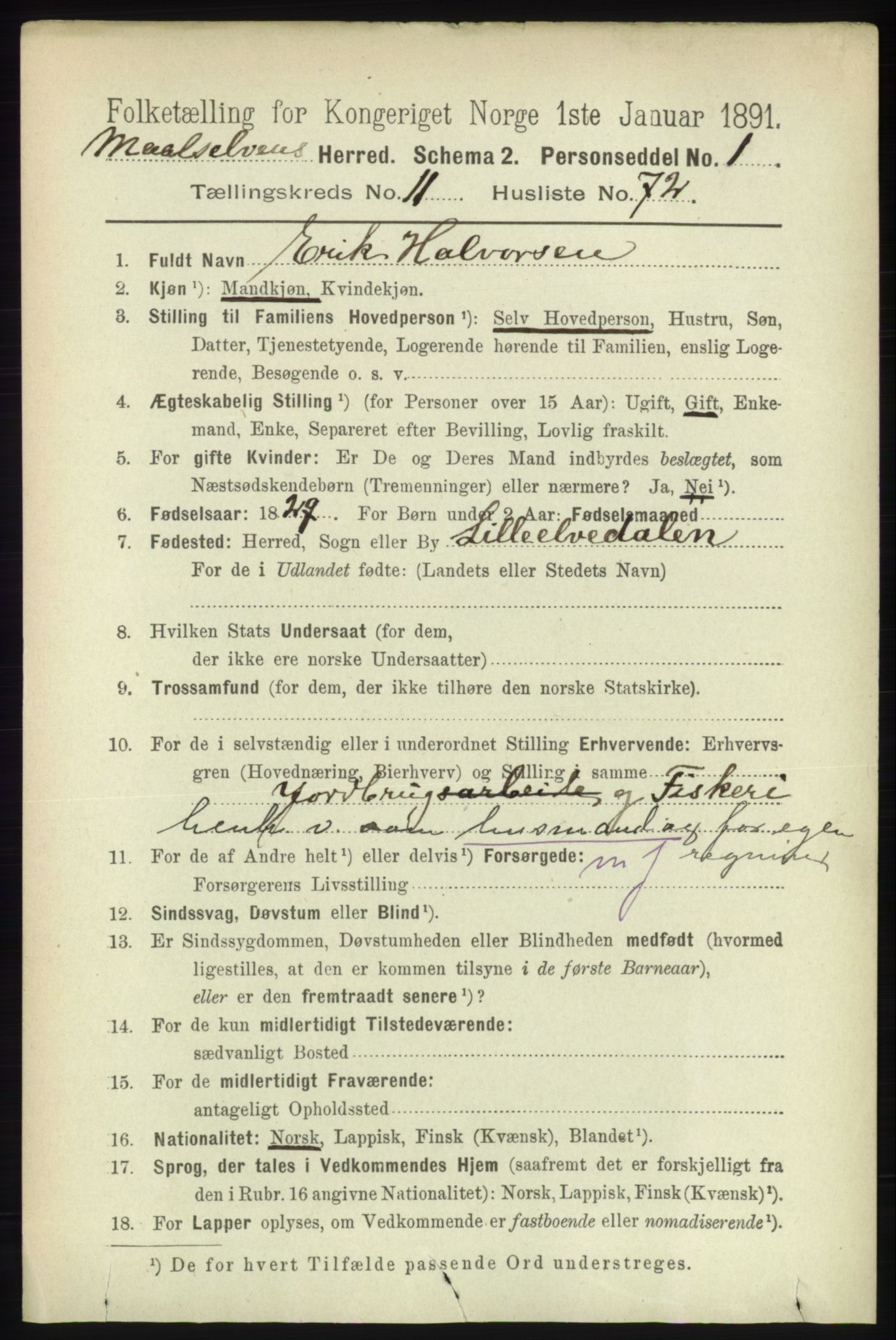 RA, 1891 census for 1924 Målselv, 1891, p. 3754