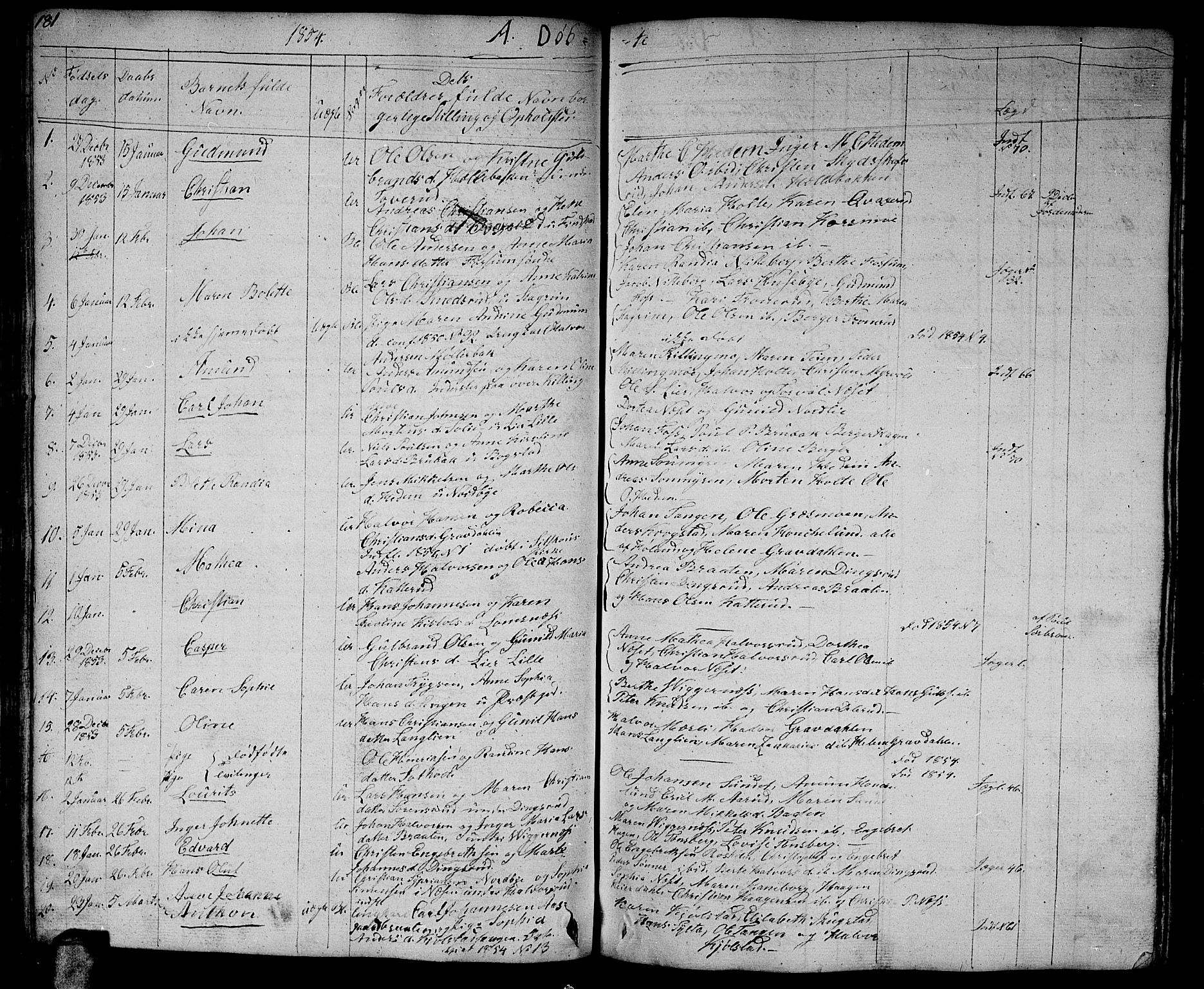 Aurskog prestekontor Kirkebøker, AV/SAO-A-10304a/G/Ga/L0002: Parish register (copy) no. I 2, 1829-1857, p. 181